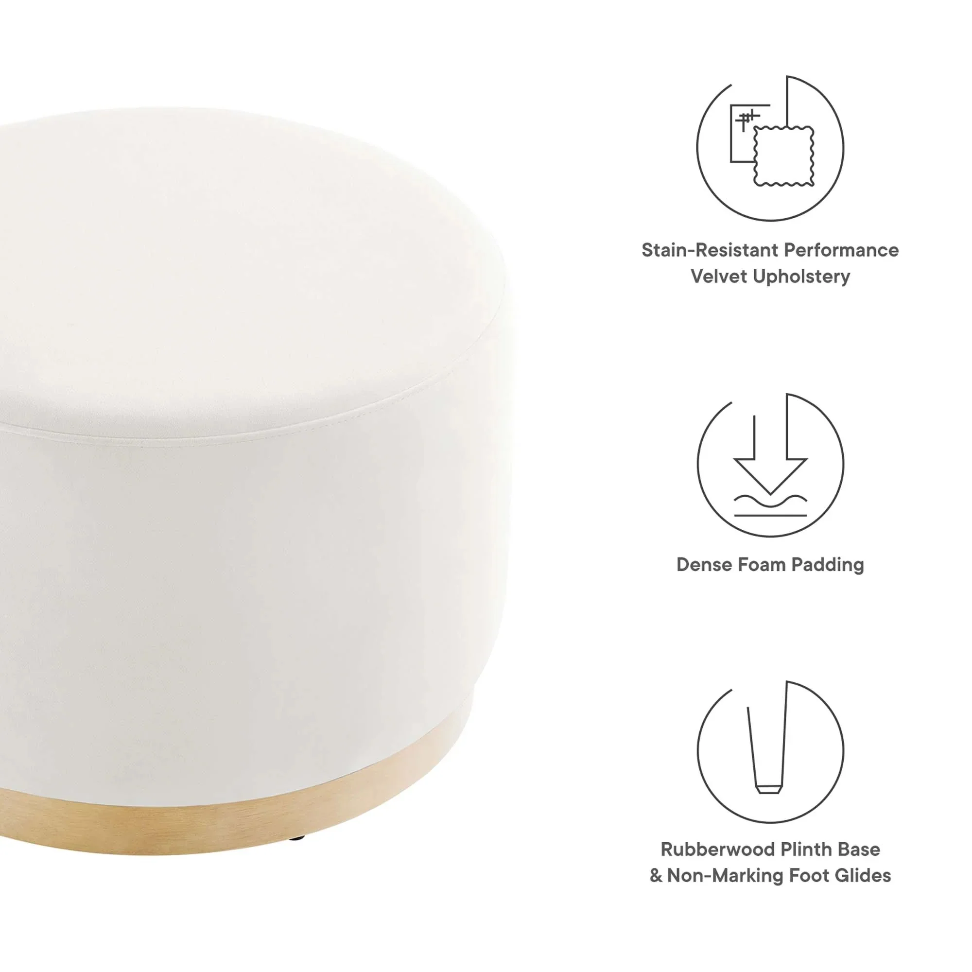 Round Performance Velvet Upholstered Ottoman – 23 Inch - Image 11