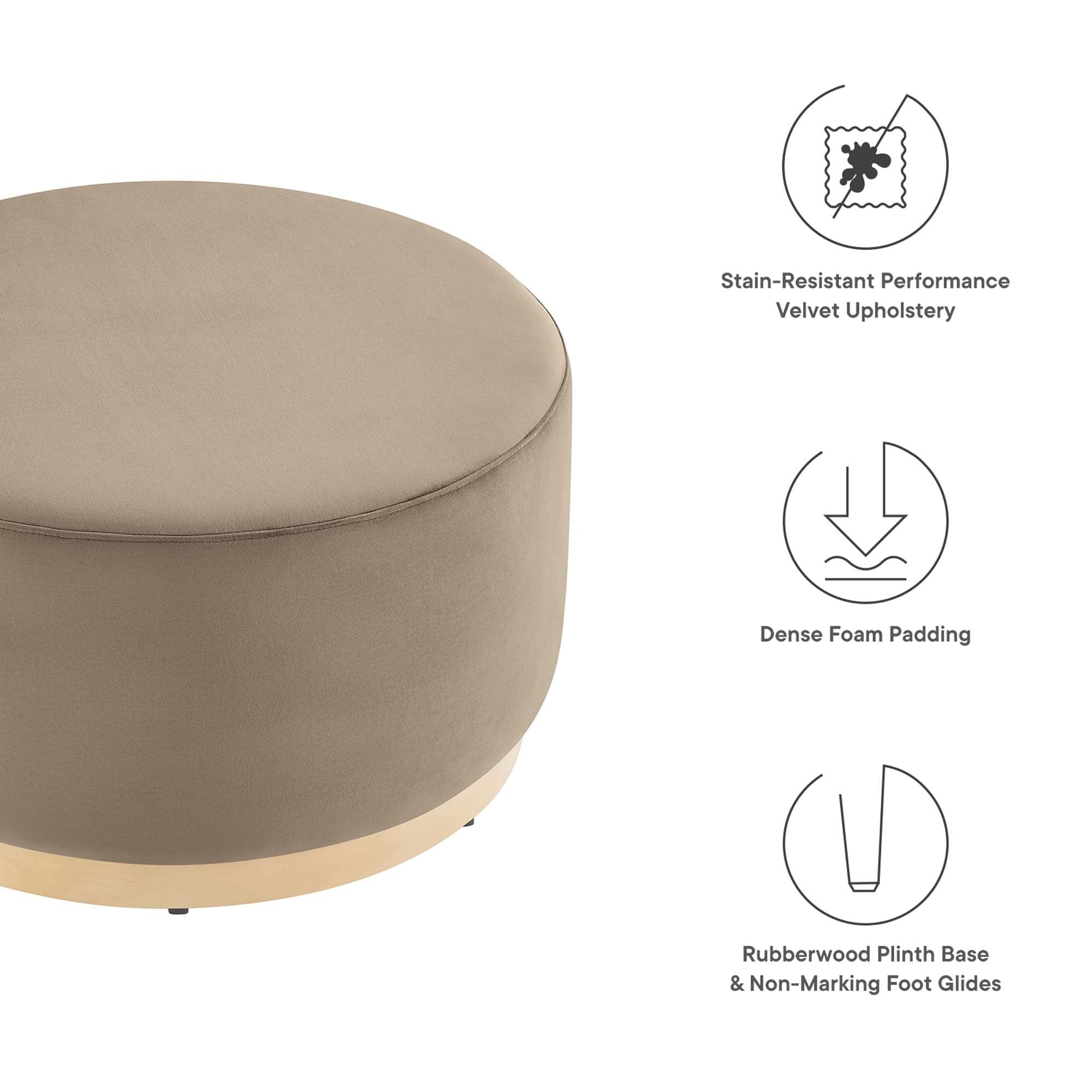 Round Performance Velvet Upholstered Ottoman – 29 Inch - Image 10
