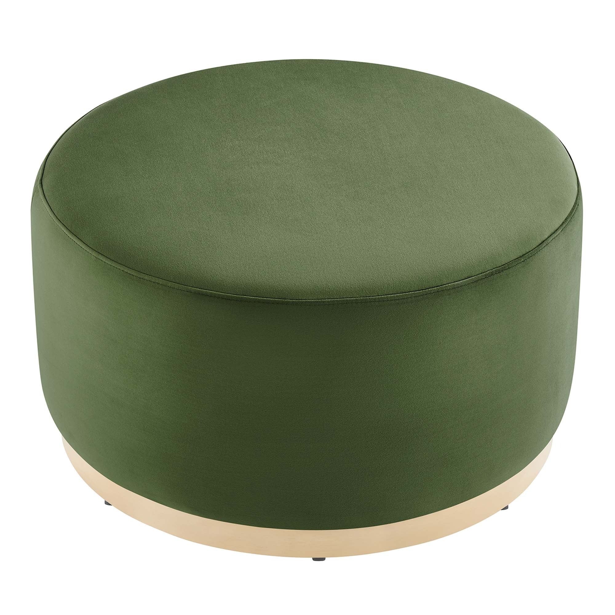 Round Performance Velvet Upholstered Ottoman – 29 Inch - Image 6