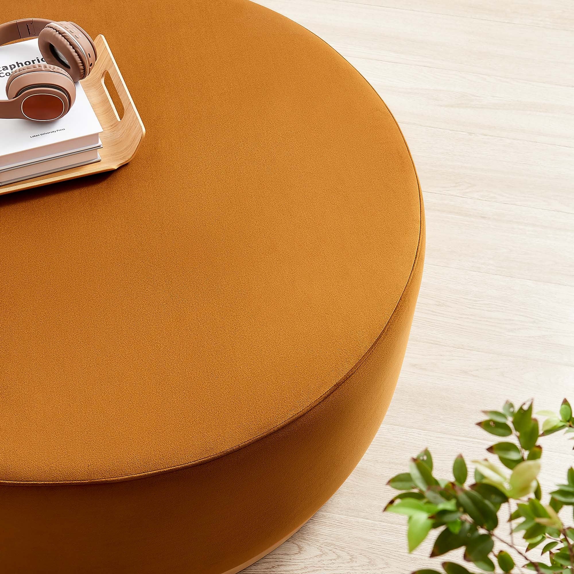 Round Performance Velvet Upholstered Ottoman – 38 Inch - Image 31