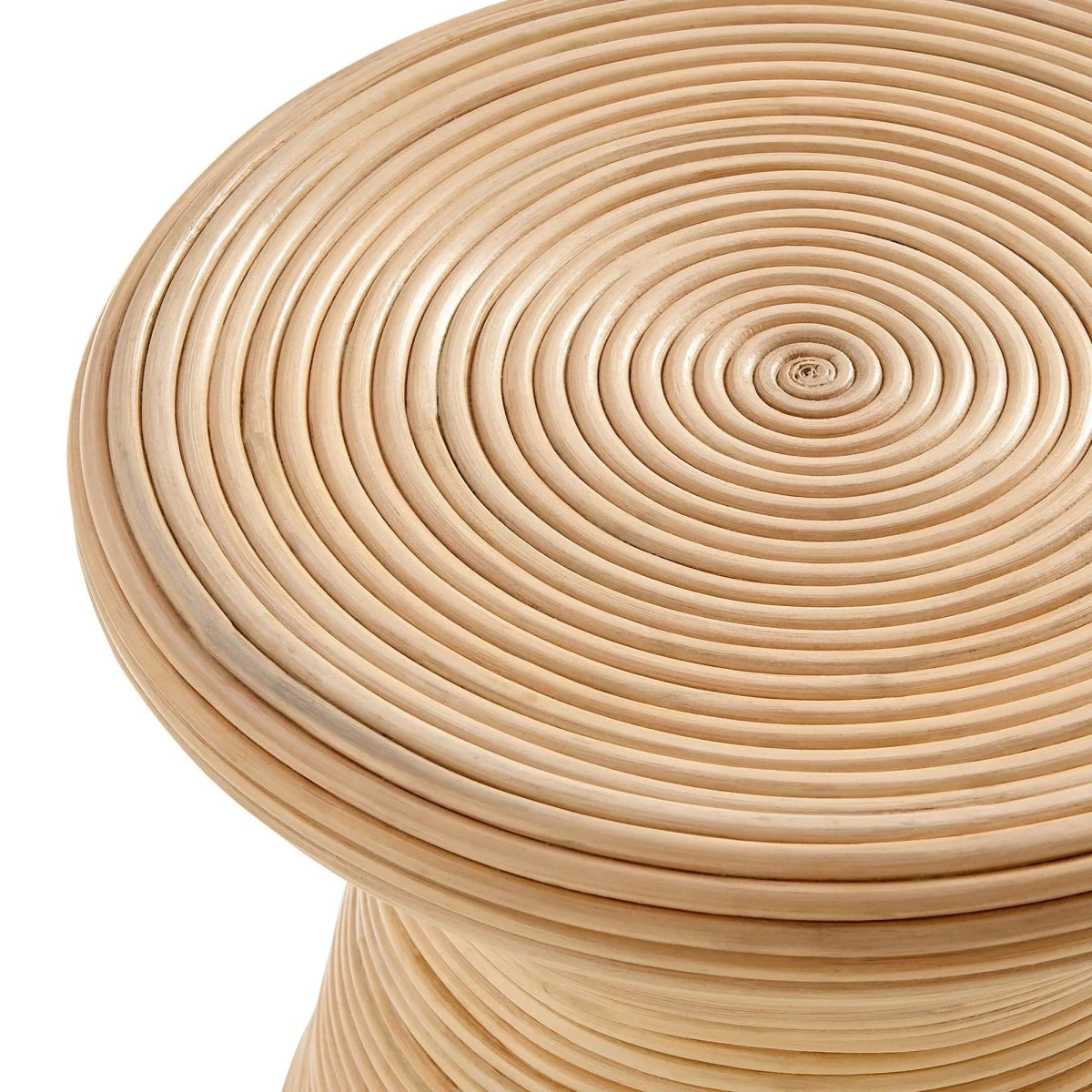 Round Rattan Side Table Hourglass Design – Natural - Image 7