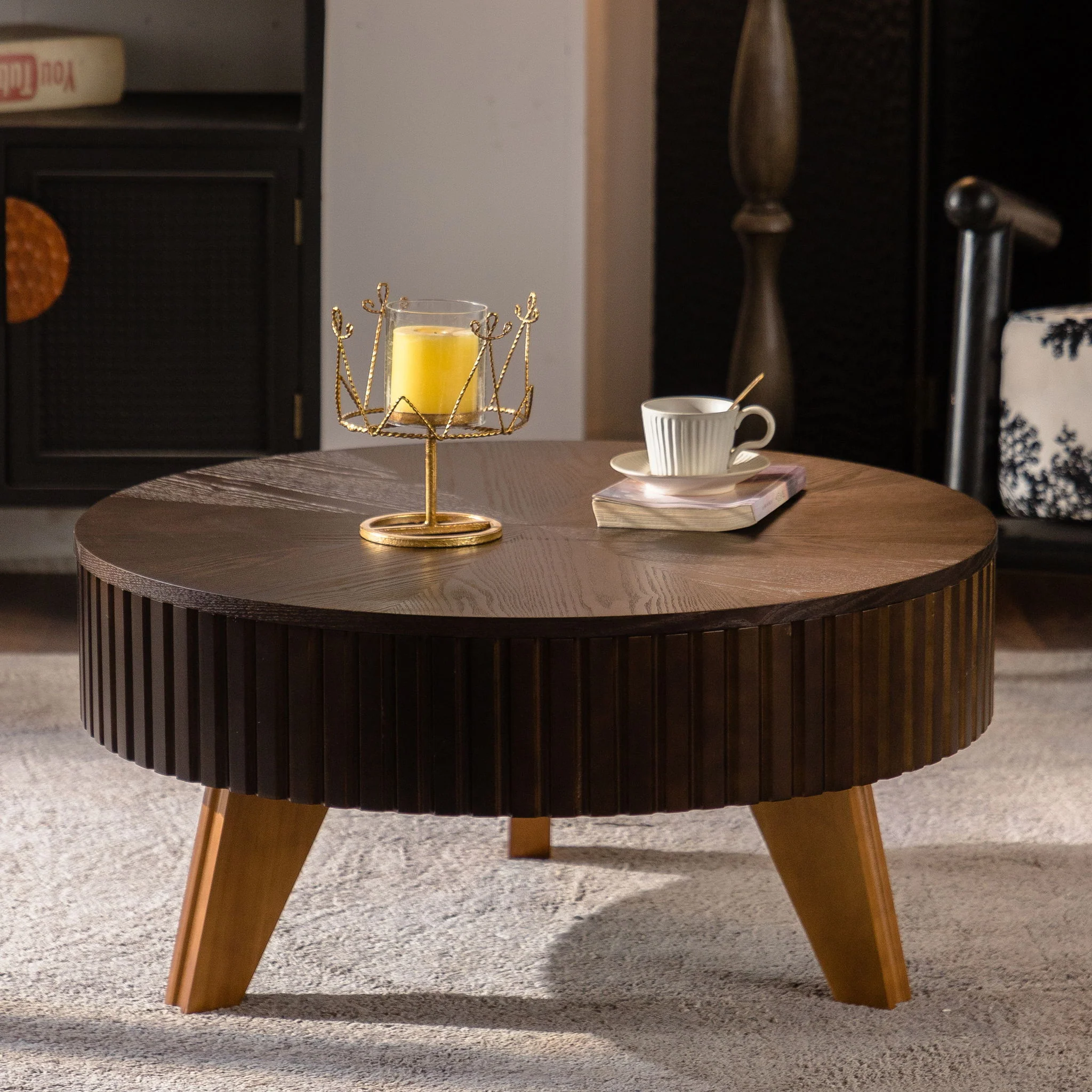 Round Retro Coffee With Solid Wood Legs - Image 27
