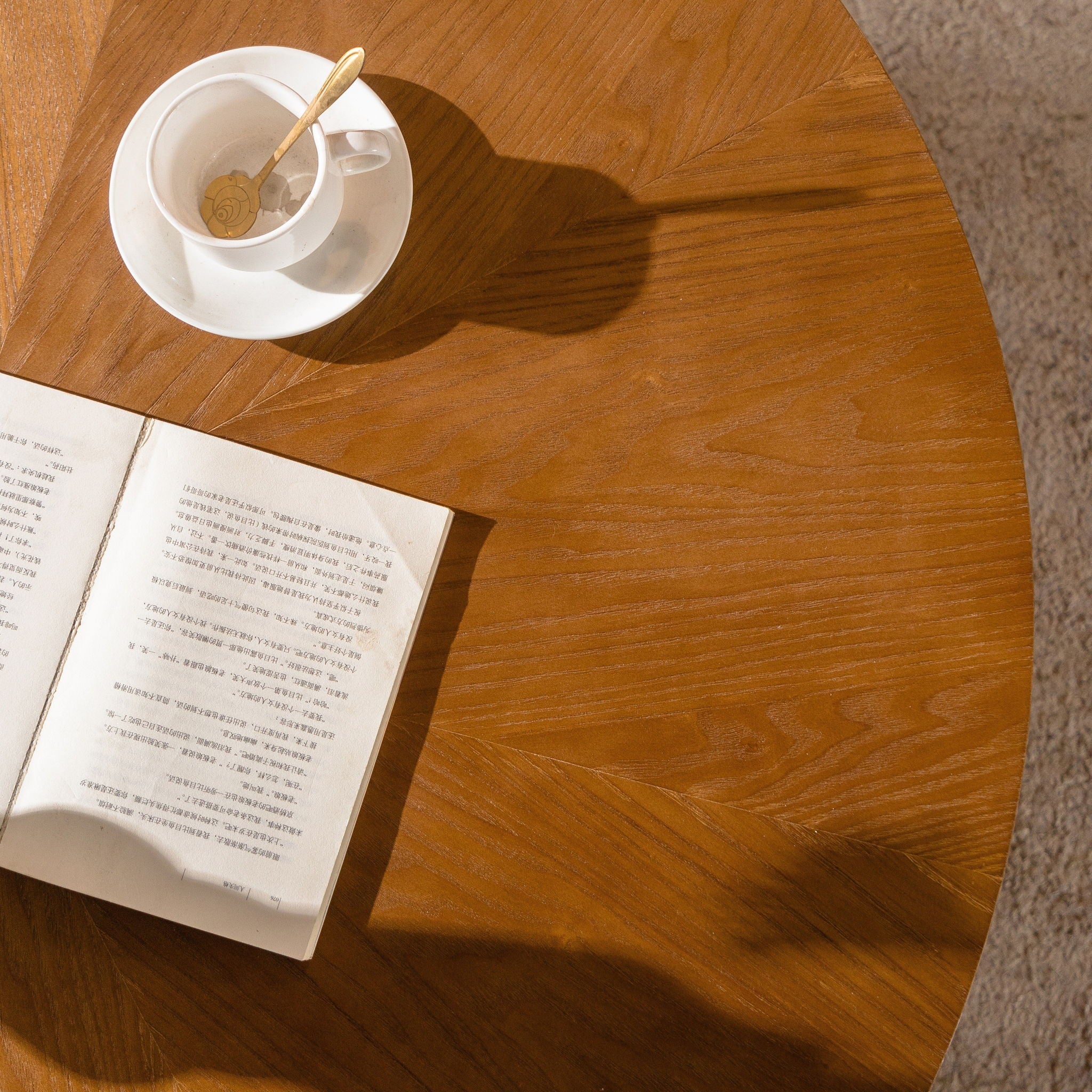 Round Retro Coffee With Solid Wood Legs - Image 32
