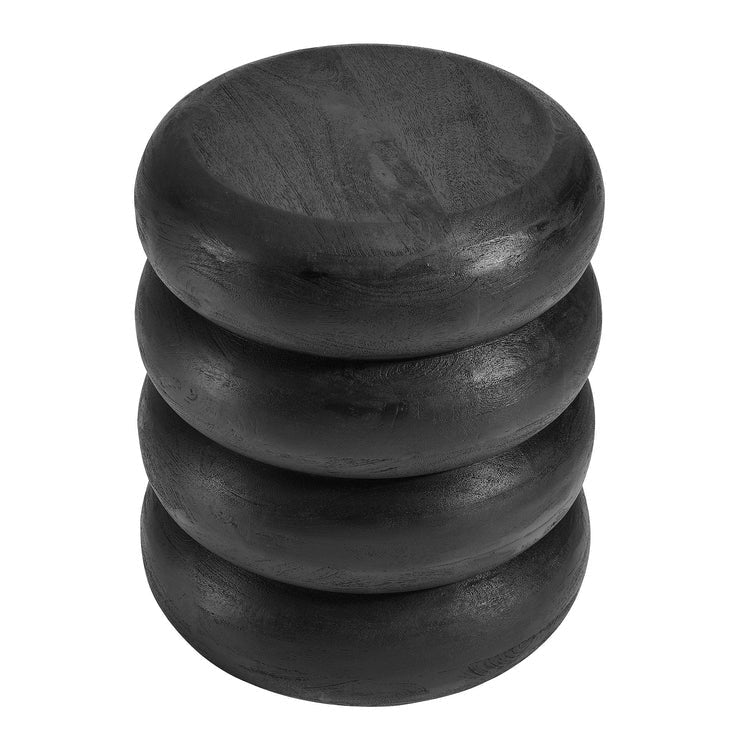 Round Stacked Mango Wood Side Table – 17 Inch - Image 6