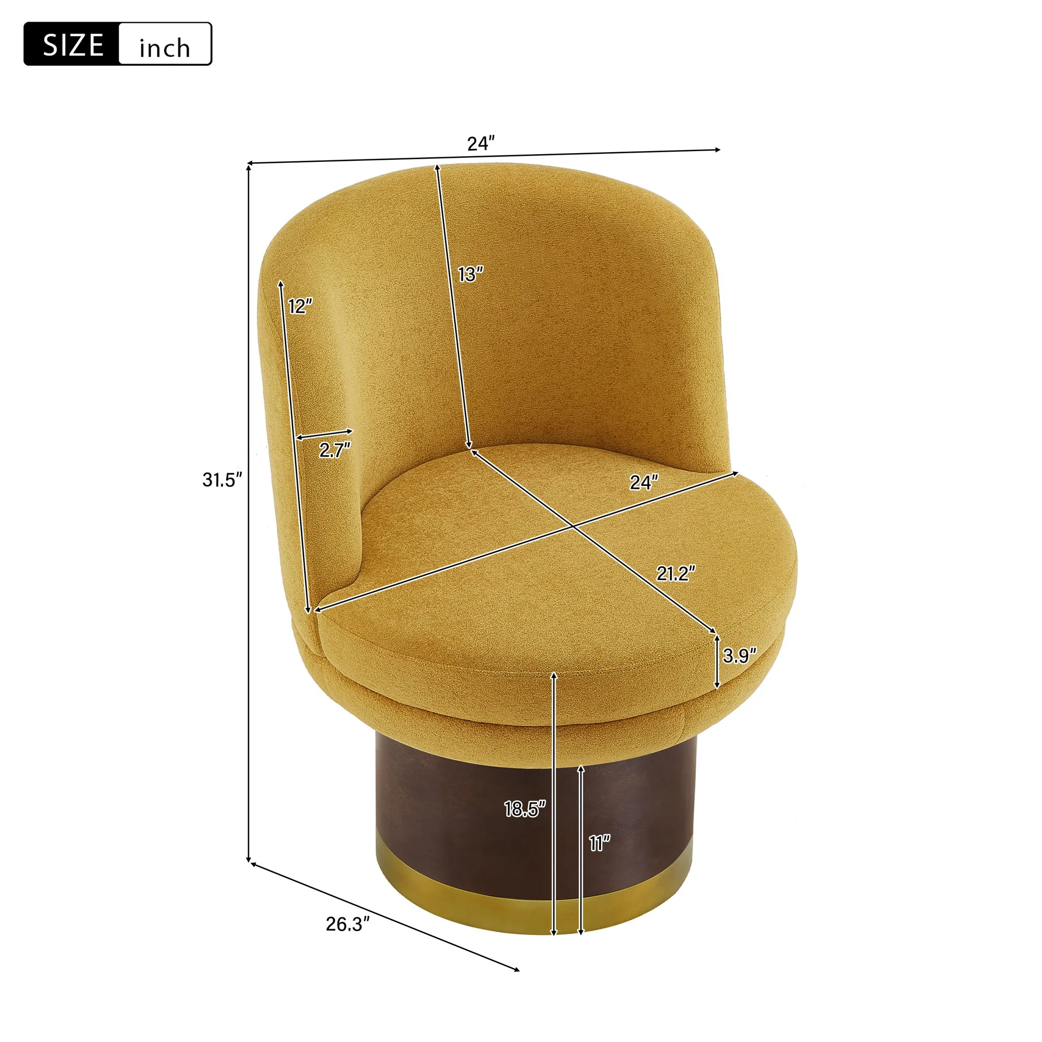 Round Swivel Accent Chair With Ergonomic Backrest For Living Room - Image 10