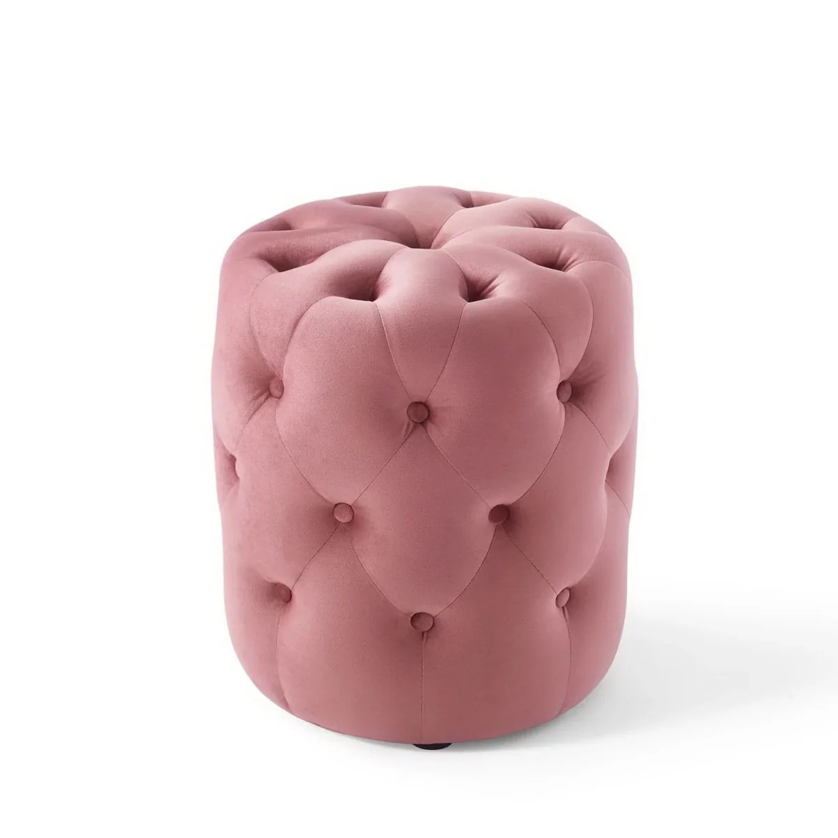 Round Tufted Velvet Ottoman – Upholstered Accent 16 Inch - Image 12