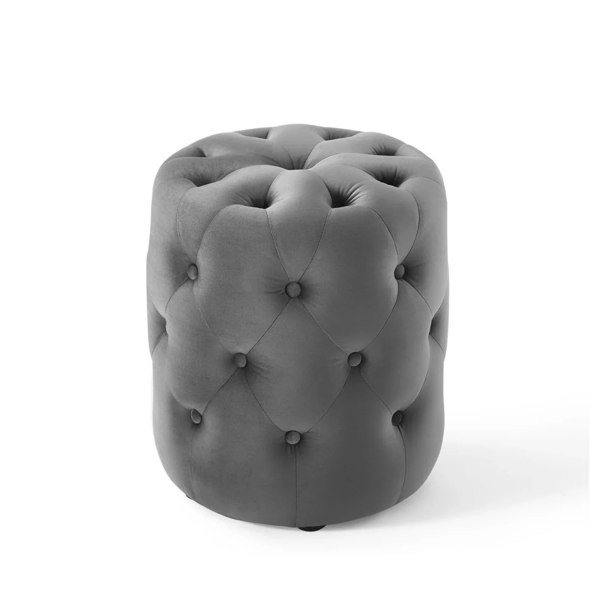 Round Tufted Velvet Ottoman – Upholstered Accent 16 Inch - Image 4
