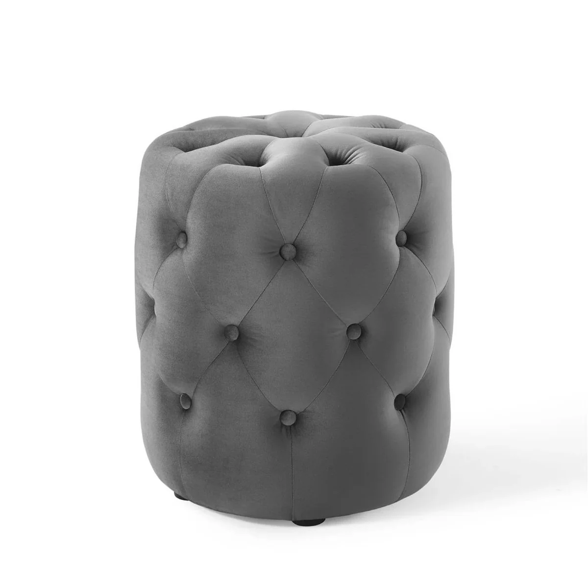 Round Tufted Velvet Ottoman – Upholstered Accent 16 Inch - Image 8