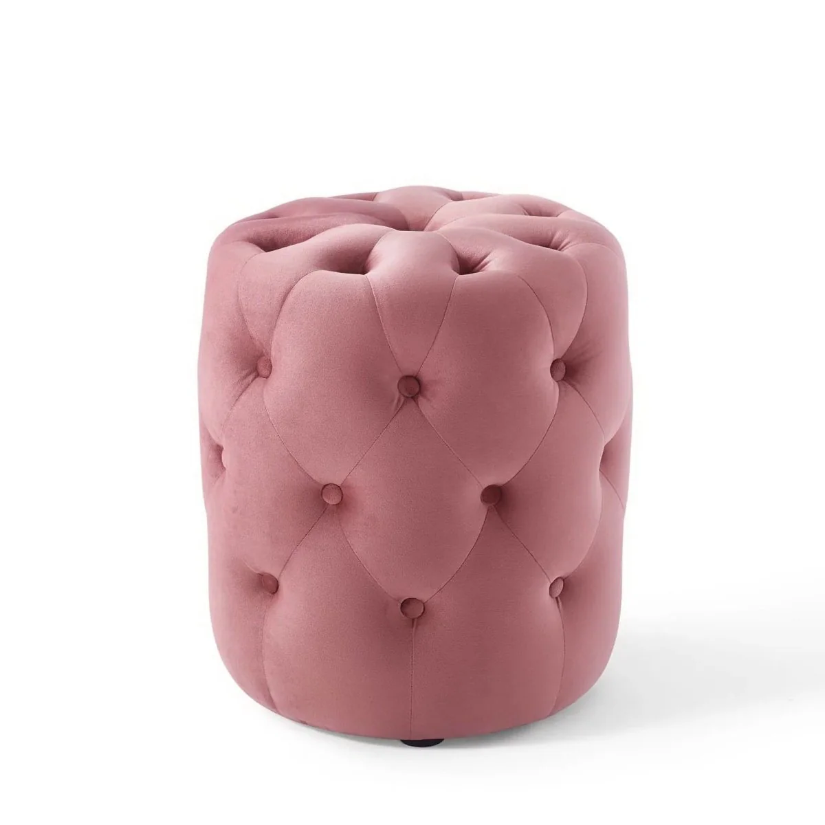 Round Tufted Velvet Ottoman – Upholstered Accent 16 Inch - Image 9