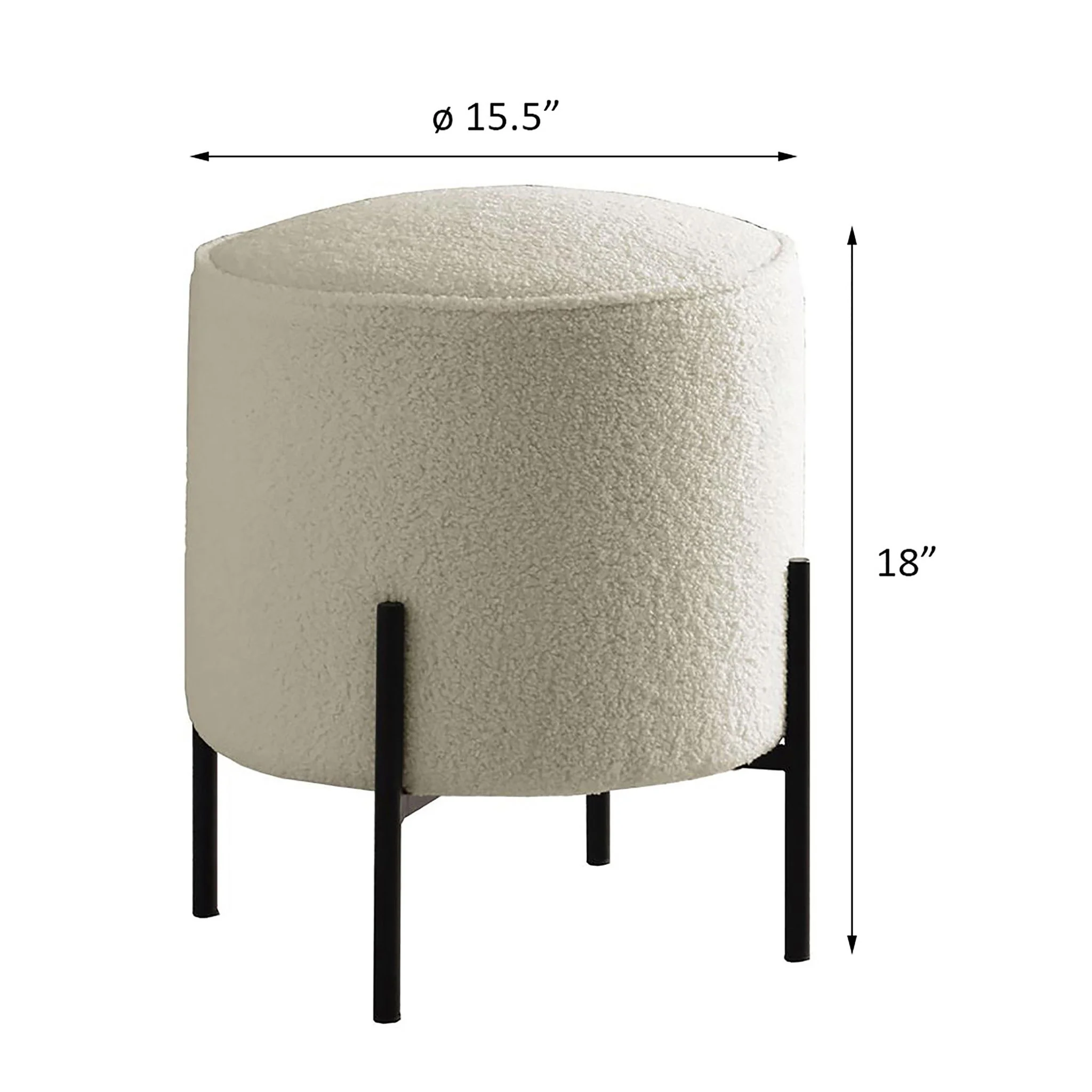Round Upholstered Ottoman - Beige - Image 6