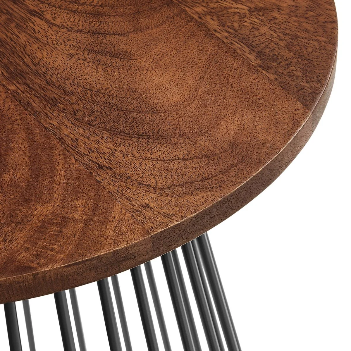 Round Wood and Metal Side Table – Walnut 16 Inch - Image 8