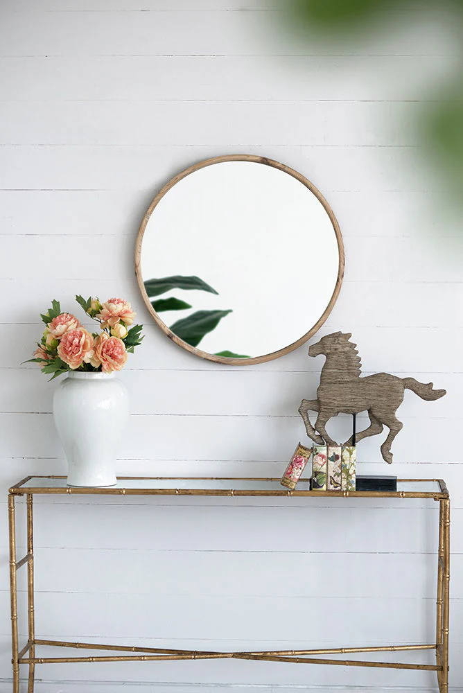 Round Wood Mirror, Wall Mounted Mirror Home Decor For Bathroom Living Room - Image 12