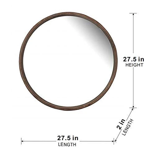 Round Wood Mirror, Wall Mounted Mirror Home Decor For Bathroom Living Room - Image 13