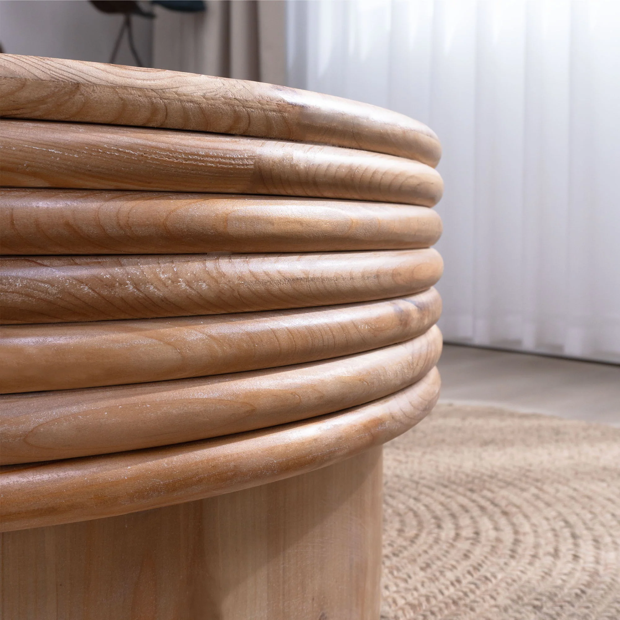 Round Wooden Coffee Table With Hidden Storage, Modern Rustic Centerpiece For Living Room - Multi / Natural / Rustic - Image 5