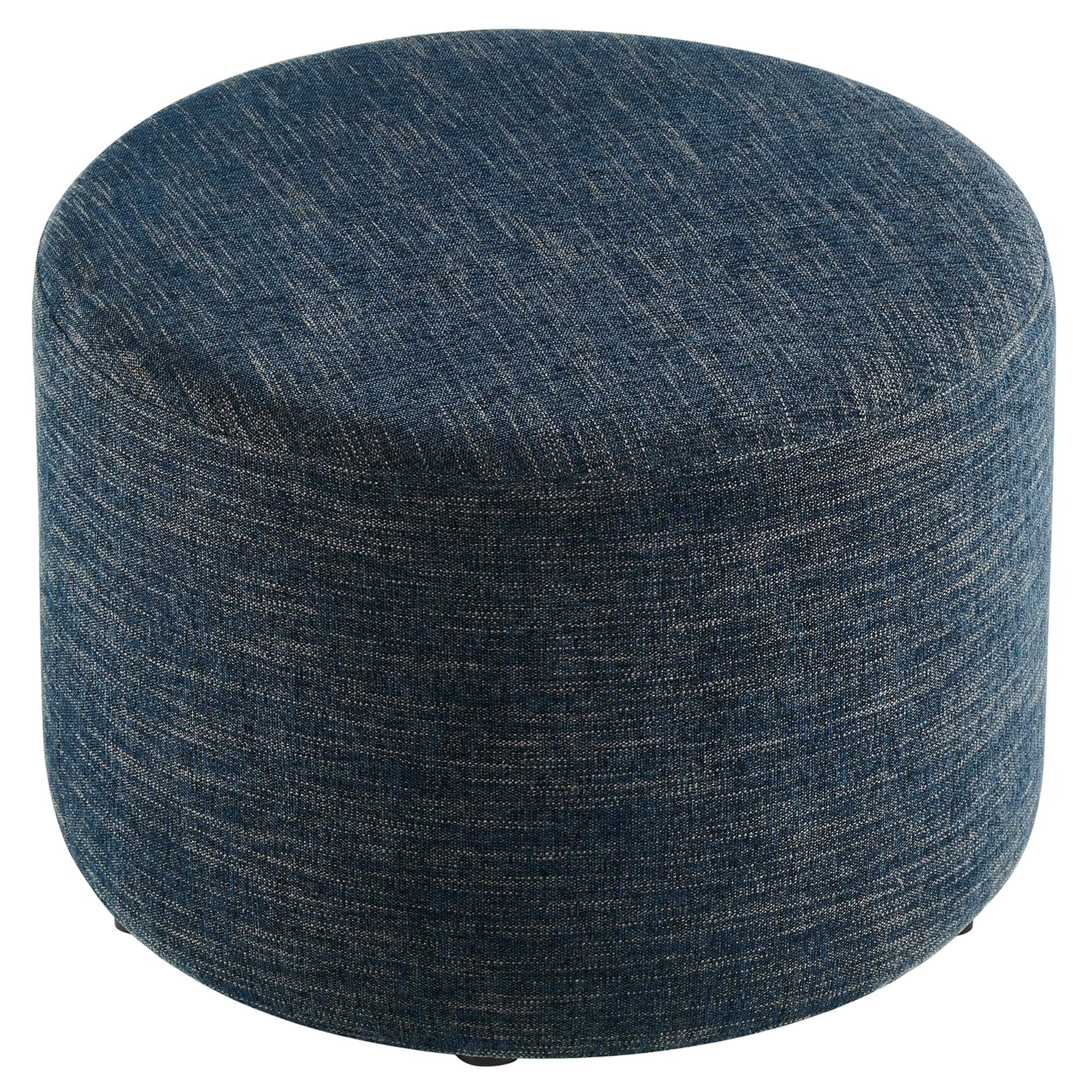 Round Woven Heathered Fabric Upholstered Ottoman – 23 Inch - Image 15