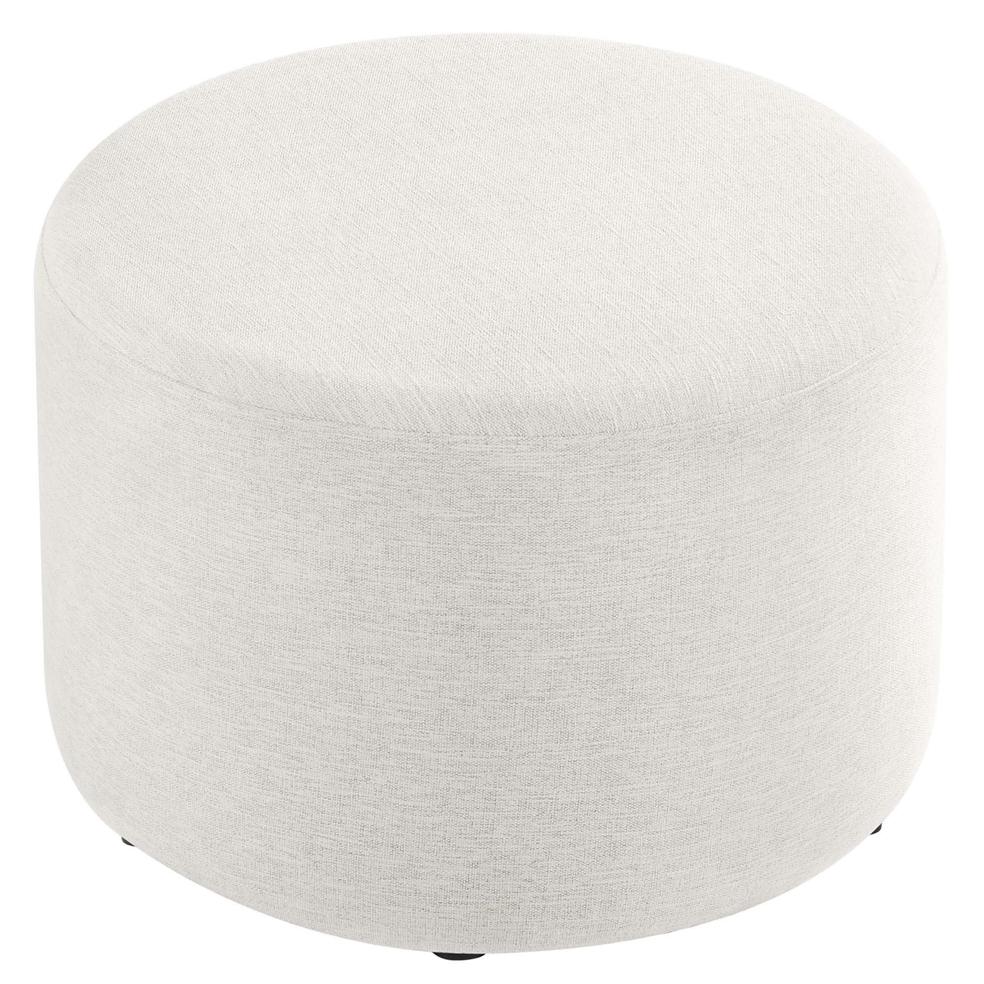 Round Woven Heathered Fabric Upholstered Ottoman – 23 Inch - Image 7