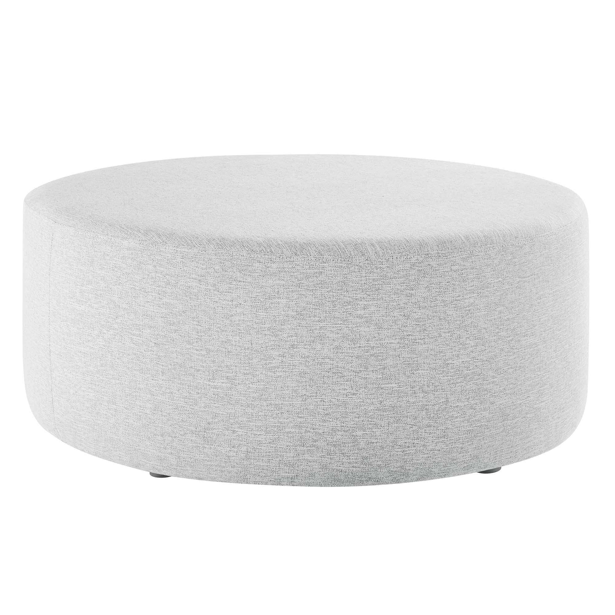Round Woven Heathered Fabric Upholstered Ottoman – 38 Inch - Image 15