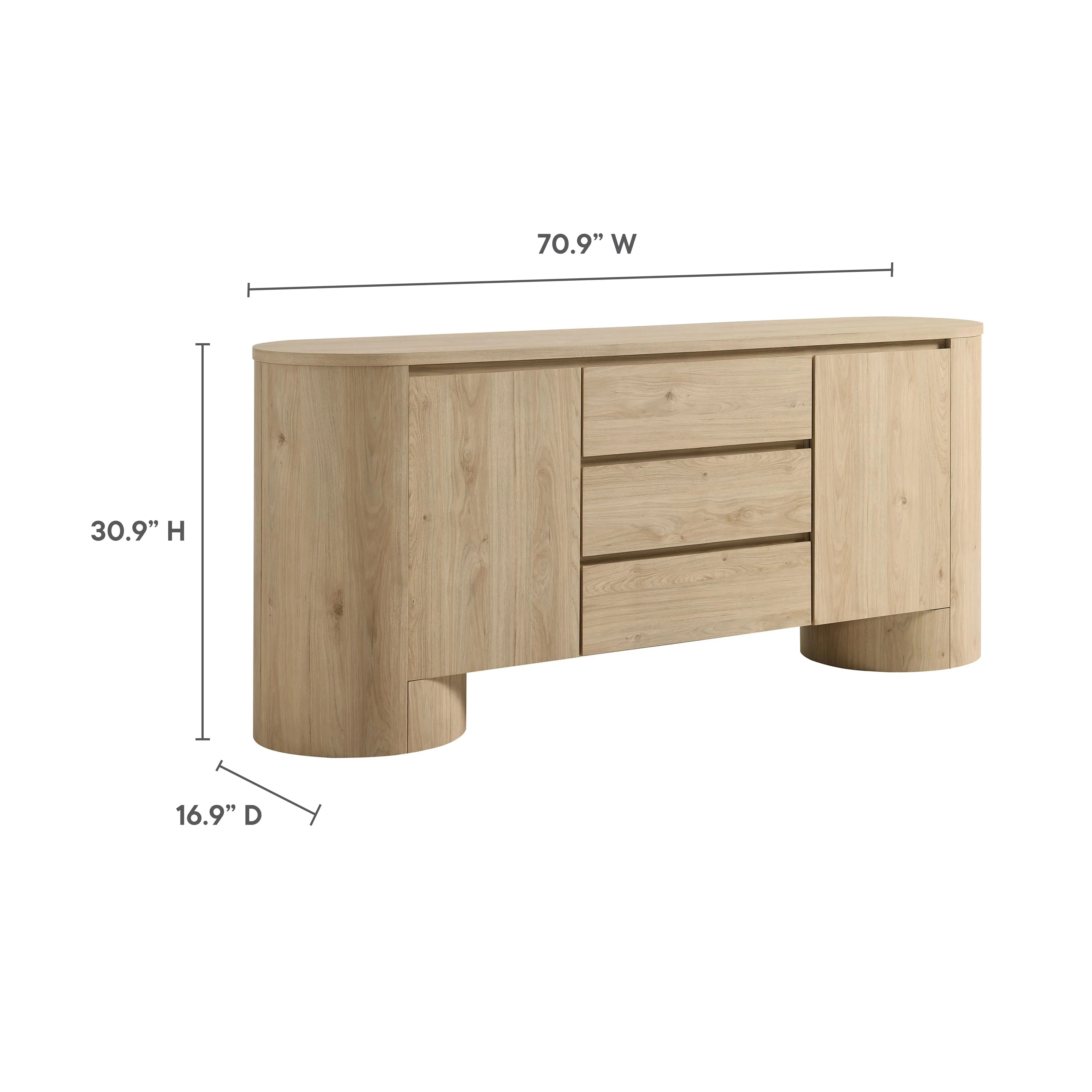 Sideboard Buffet Storage Credenza Cabinet Rounded Edge MDF 71 Inch - Image 12