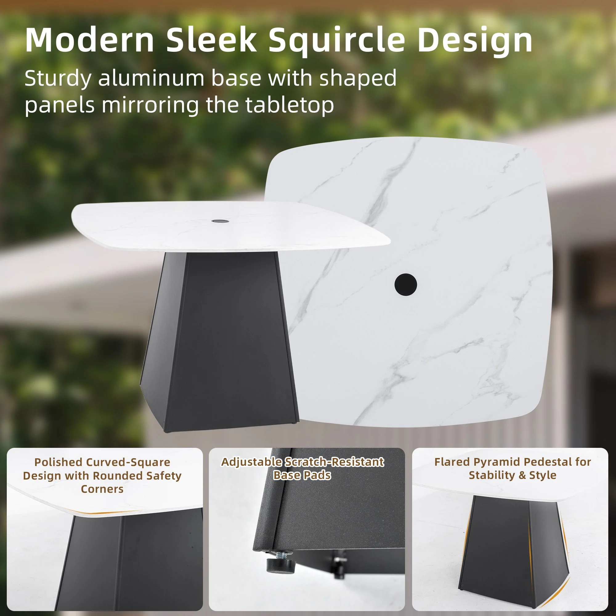 Rounded Square Outdoor Pedestal Dining Table - Image 12