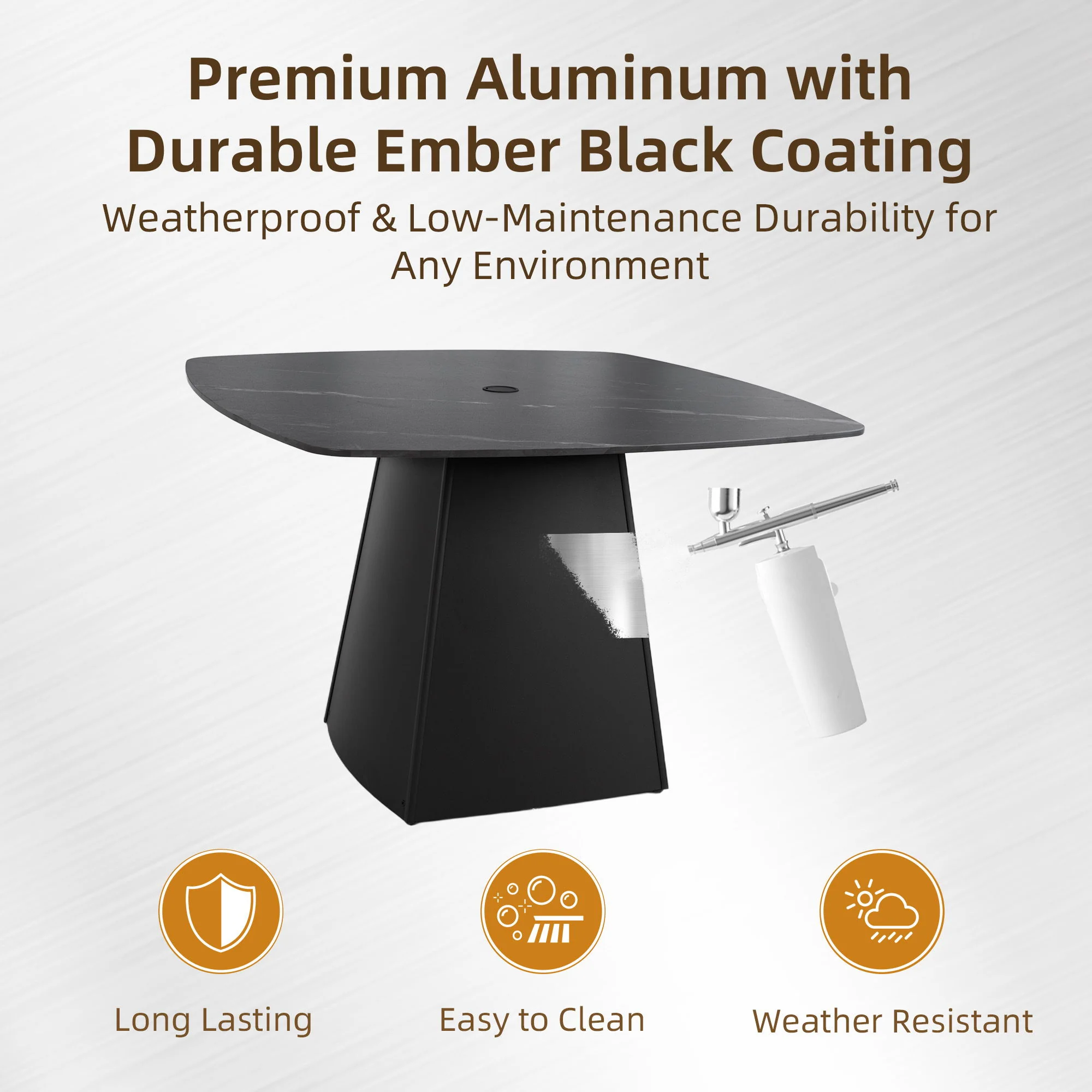 Rounded Square Outdoor Pedestal Dining Table - Image 6