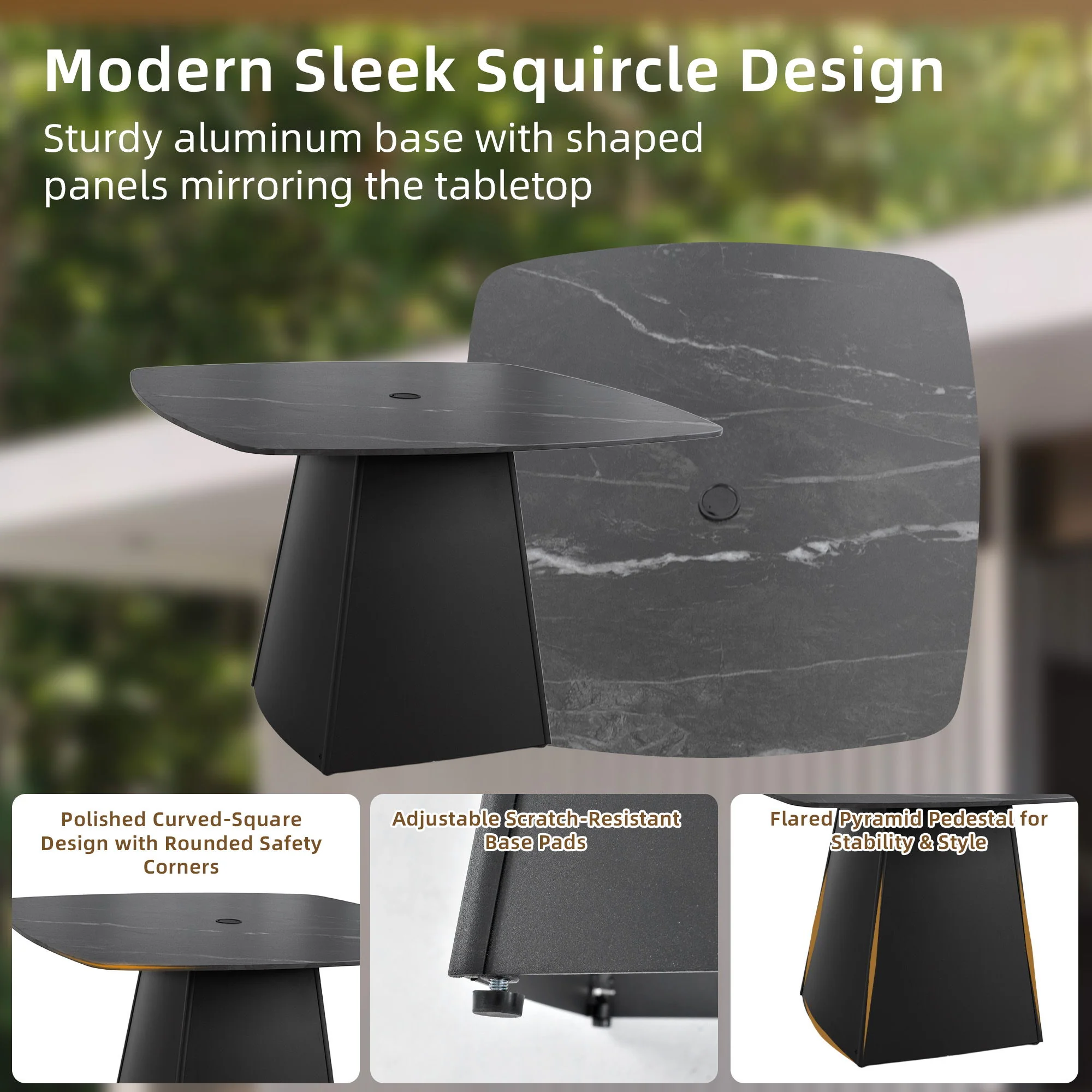 Rounded Square Outdoor Pedestal Dining Table - Image 9