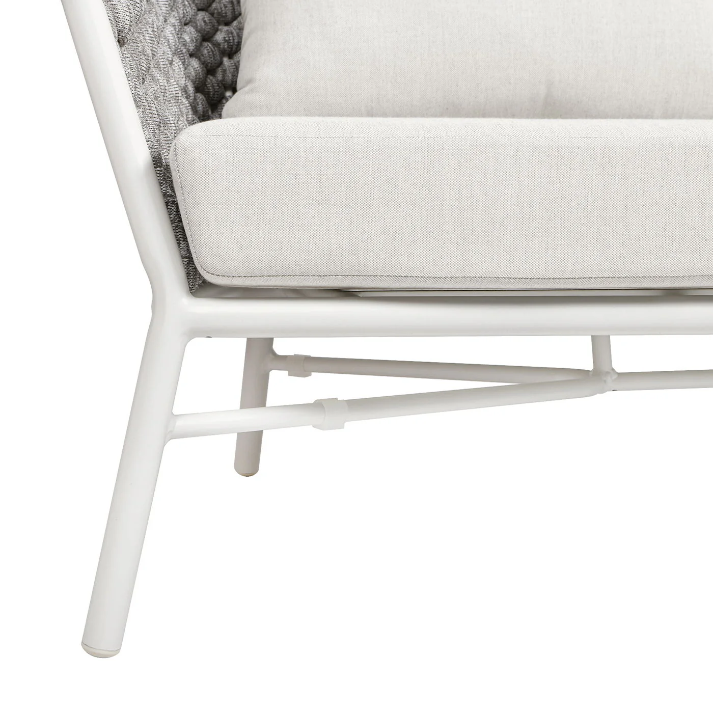Rowan - Rope Barrel Back Patio Conversation Loveseat Sofa - Optic White - Image 8