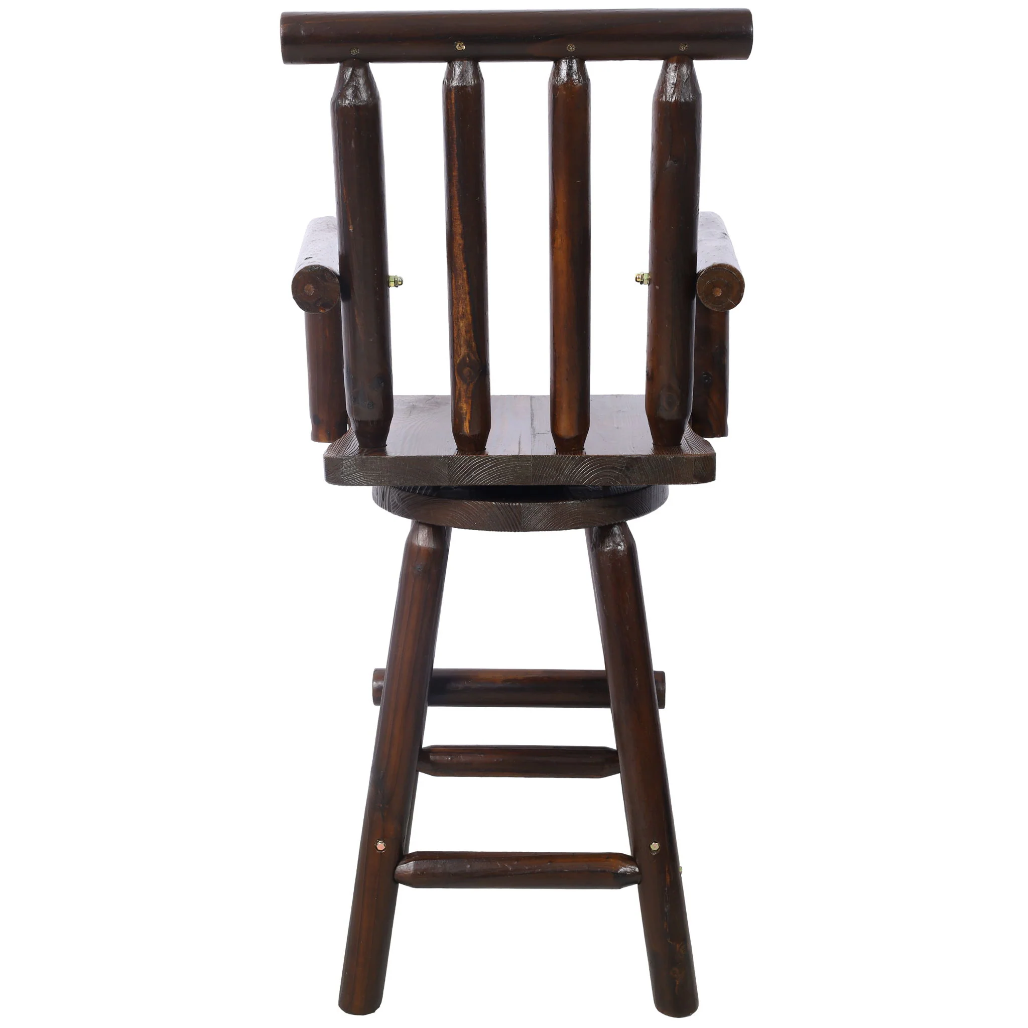 Rustic Bar Stool, Fir Wood Construction, Wide Armrest - Image 15