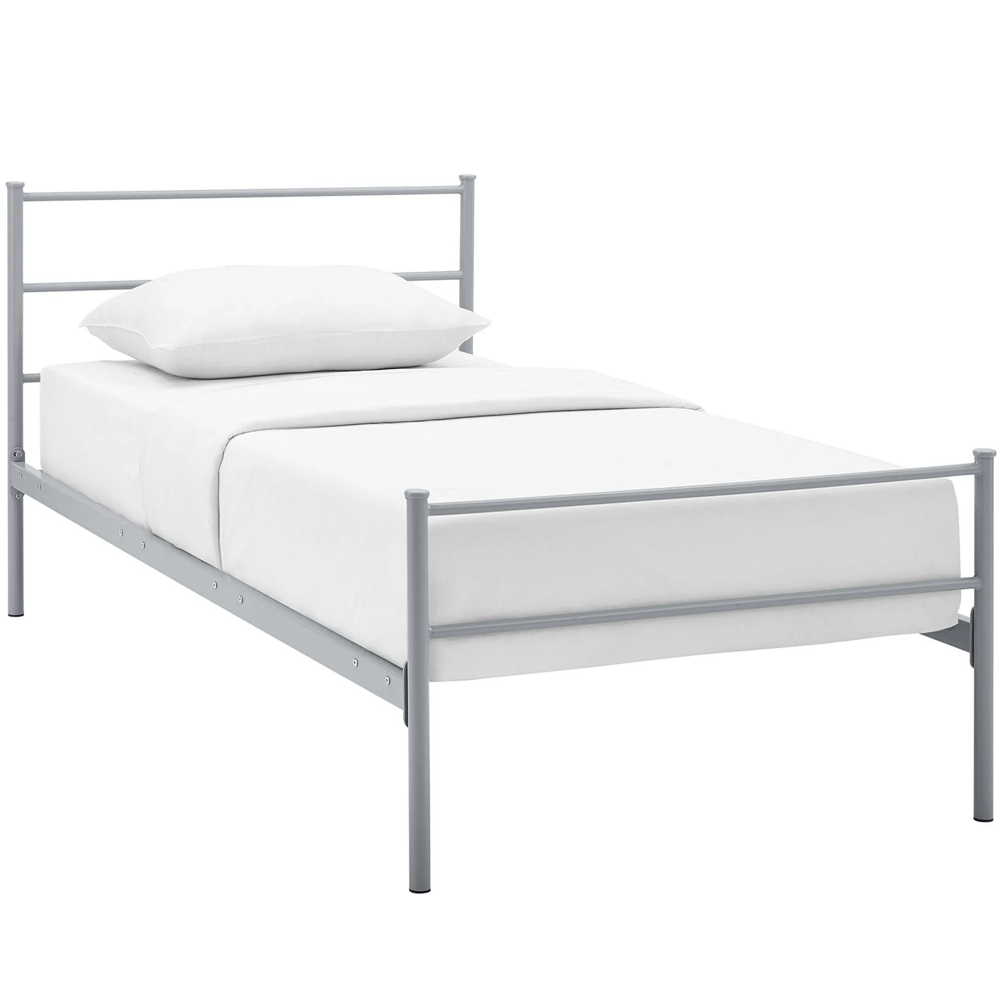 Rustic Metal Platform Bed with Integrated Headboard and Footboard