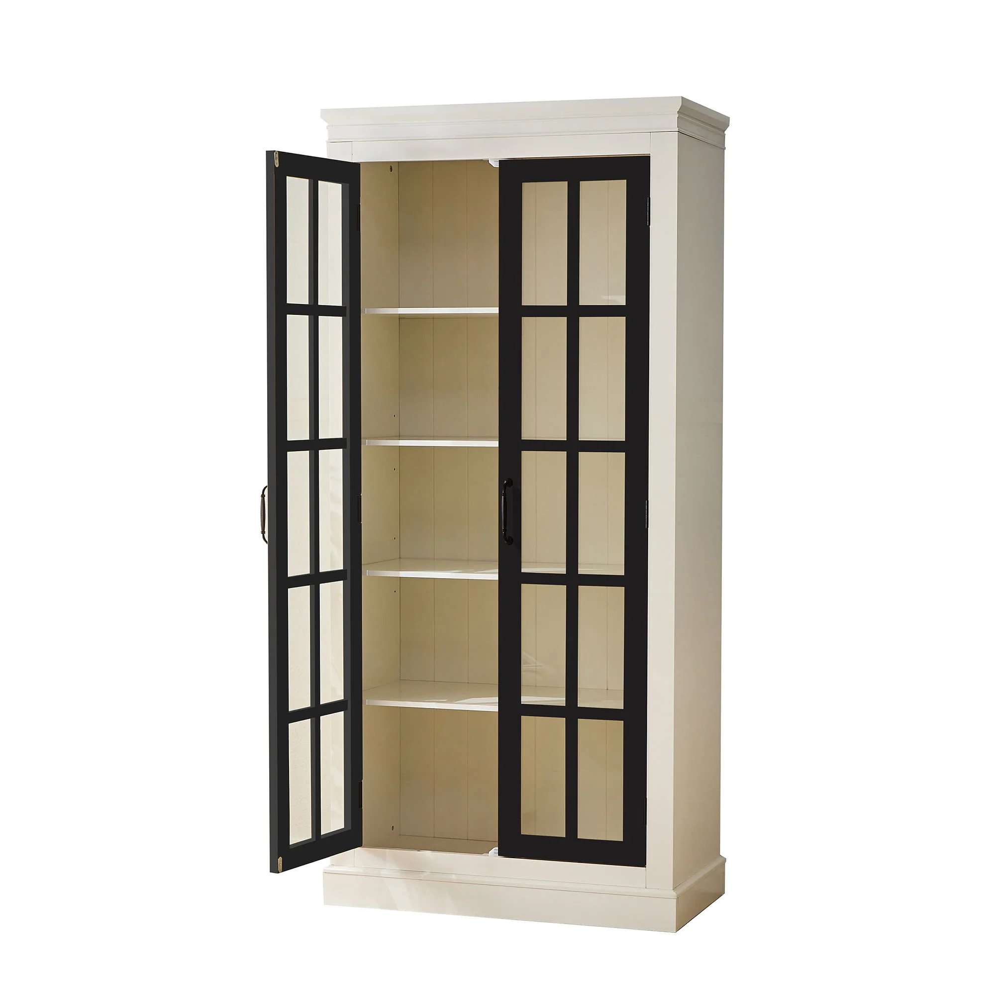 Rustic Style Display Cabinet With Glass Doors For Collectibles - Image 4
