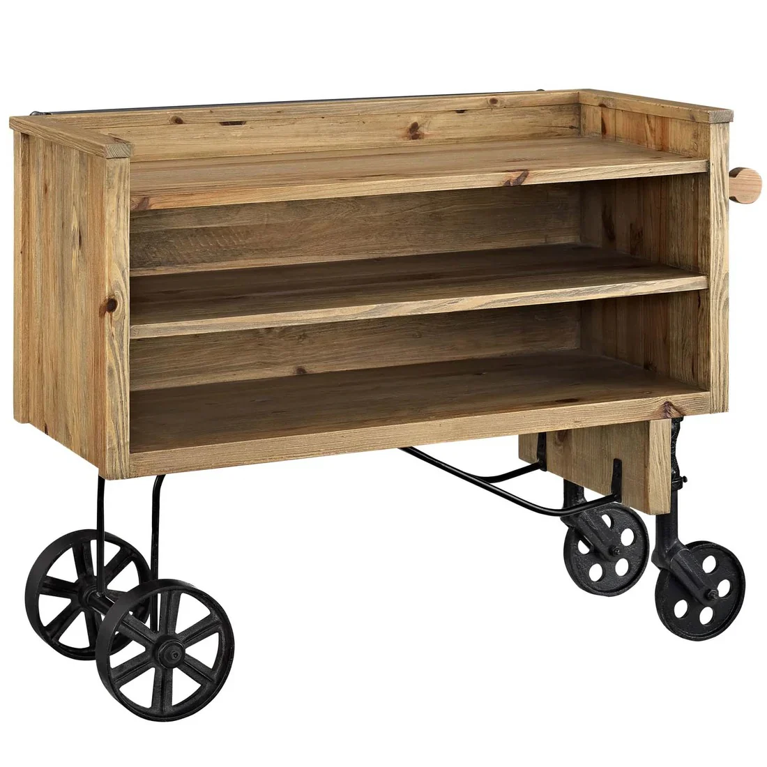 Rustic Wood 3-Tier Rolling Display Stand – Brown 43 Inch - Image 6