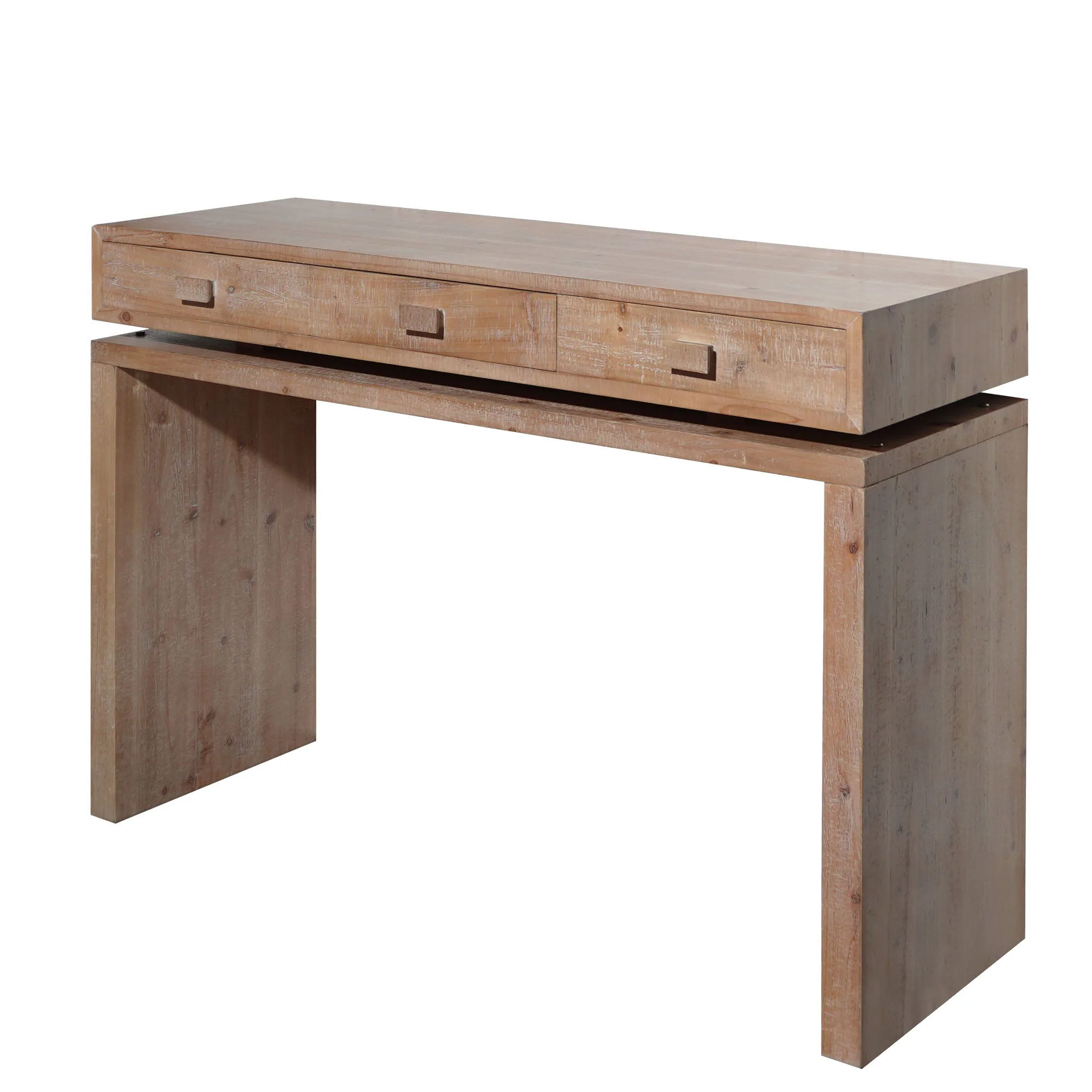 Rustic Wood Console Table With 3 Drawers Entryway Table For Hallway, Foyer, Or Office - Natural / Natural & Light Brown / Natural Wood / Natural Wood Wash / Natural / Rustic - Image 8