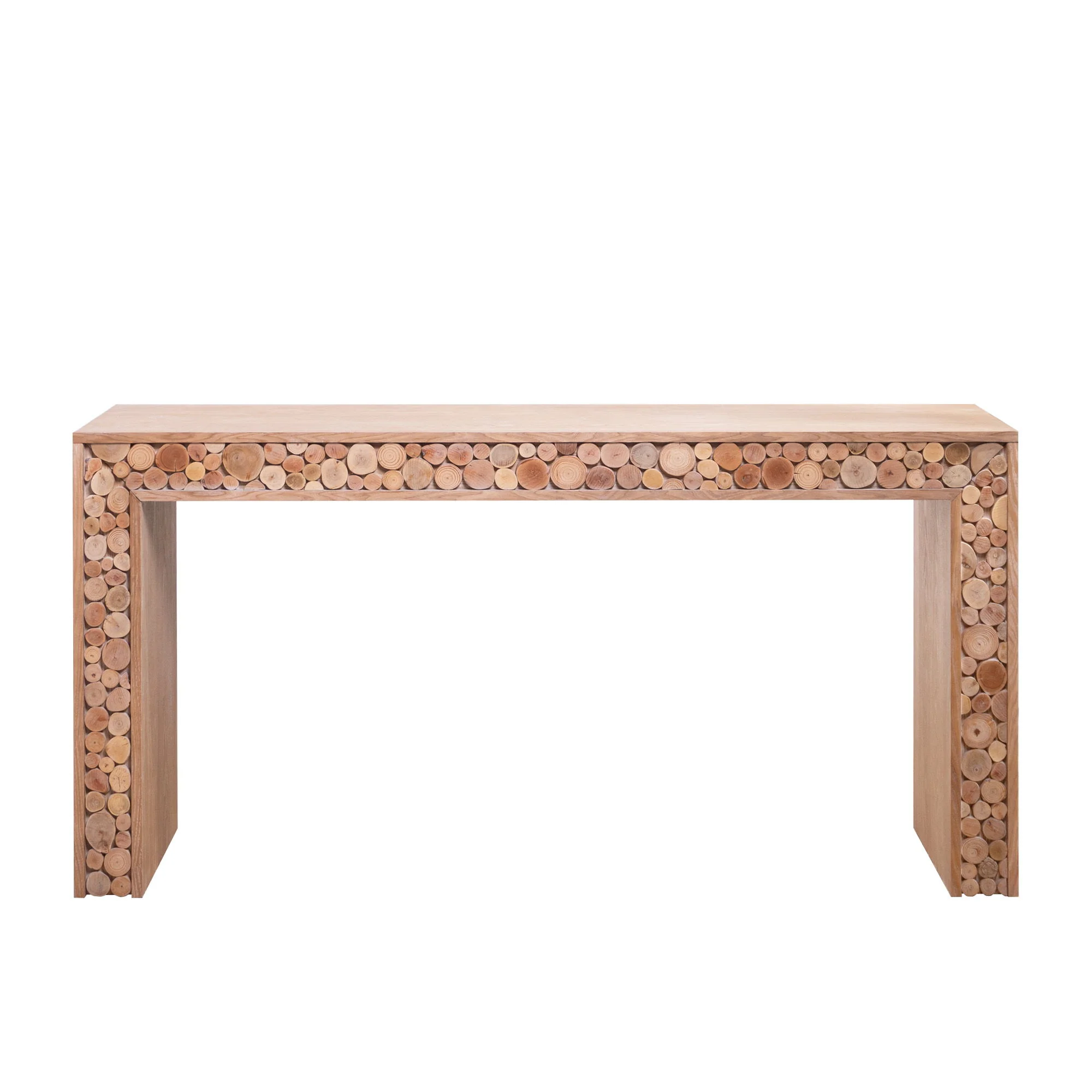 Rustic Wood Console Table With Natural Log Accents, Entryway Table, Narrow Sofa Table, Hallway Accent Table, Modern Farmhouse Style - Natural - Image 6