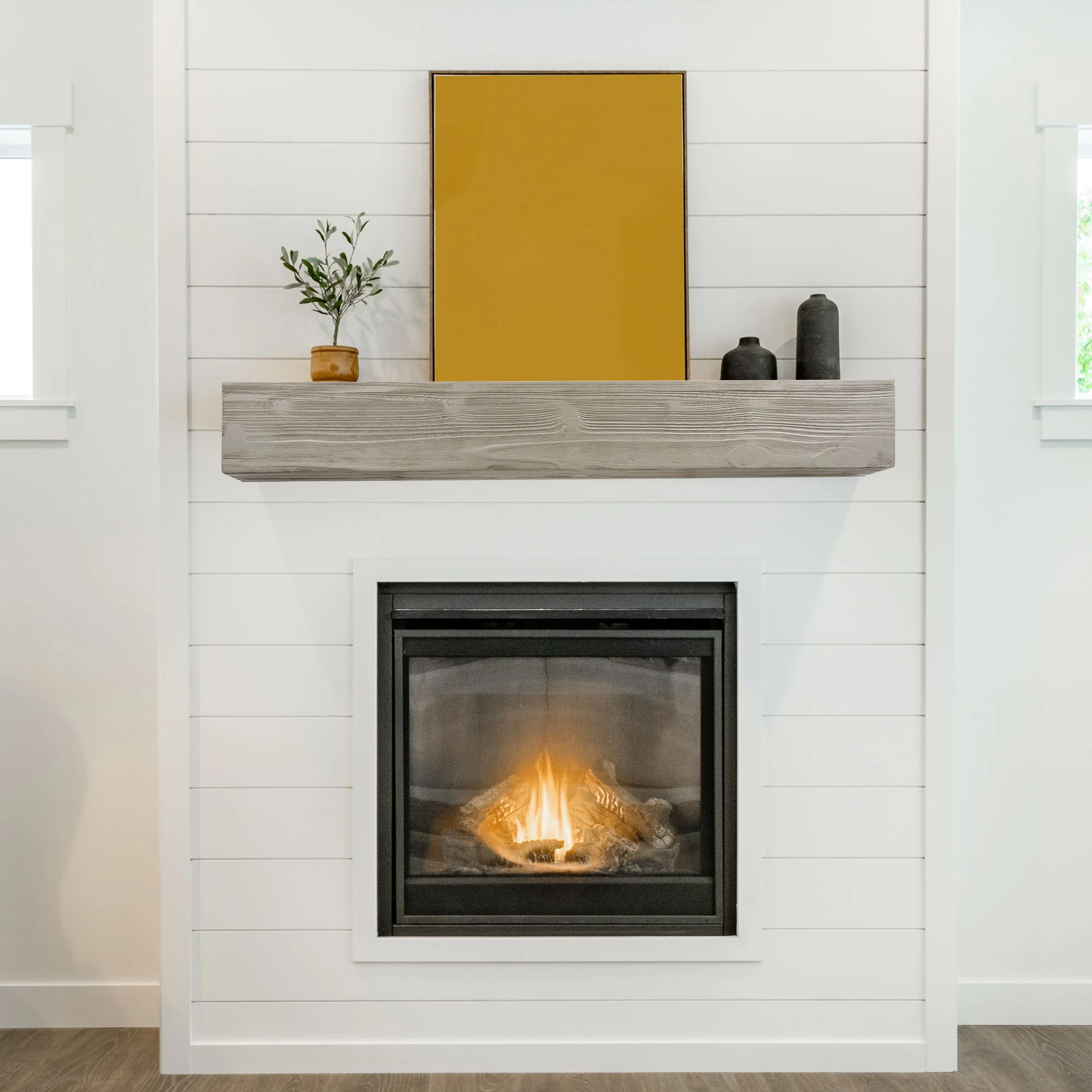 Rustic Wood Fireplace Mantel, Wall-Mounted & Floating Shelf For Home Decor - Image 13