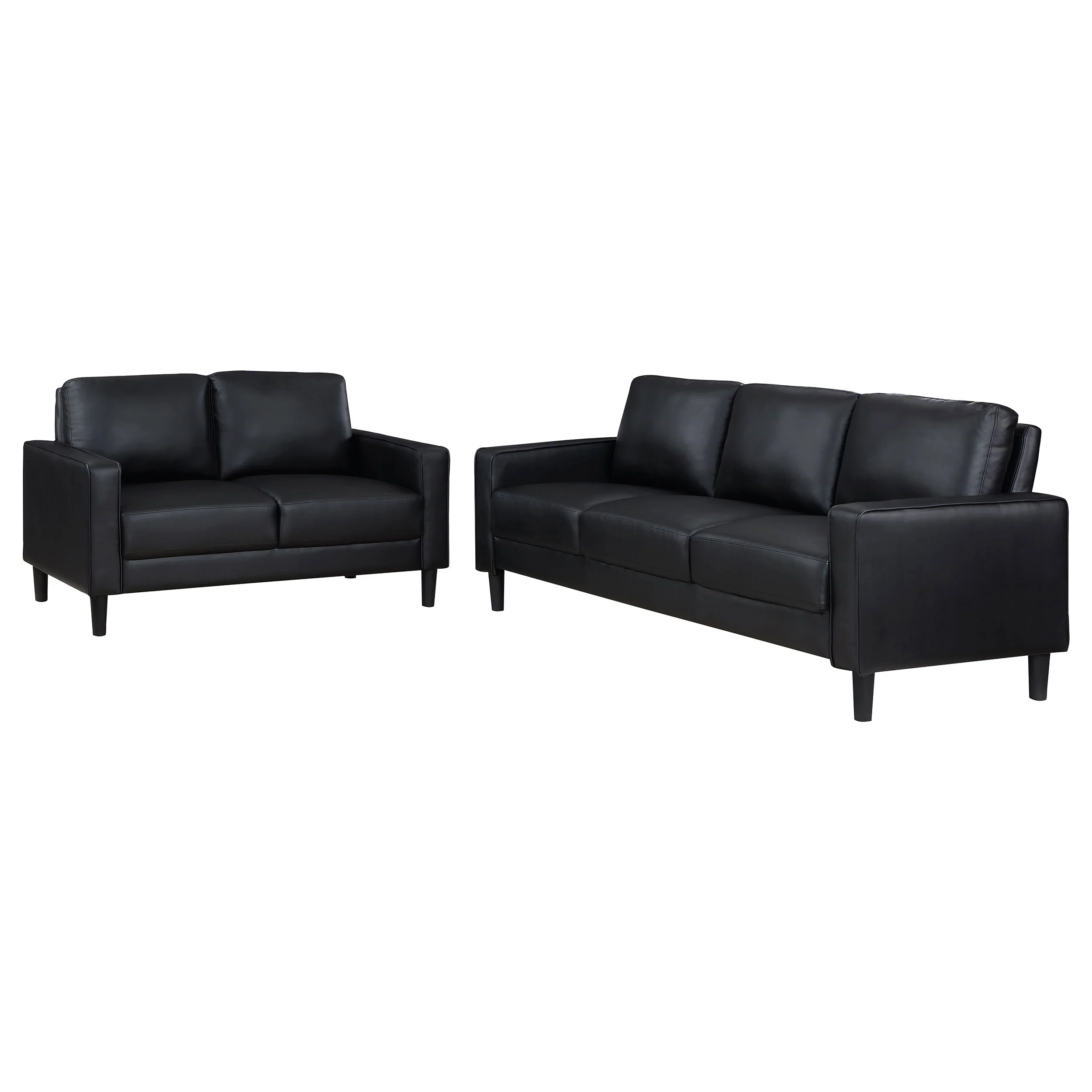 Ruth 2-Piece Upholstered Track Arm Sofa Set, Black - Image 2