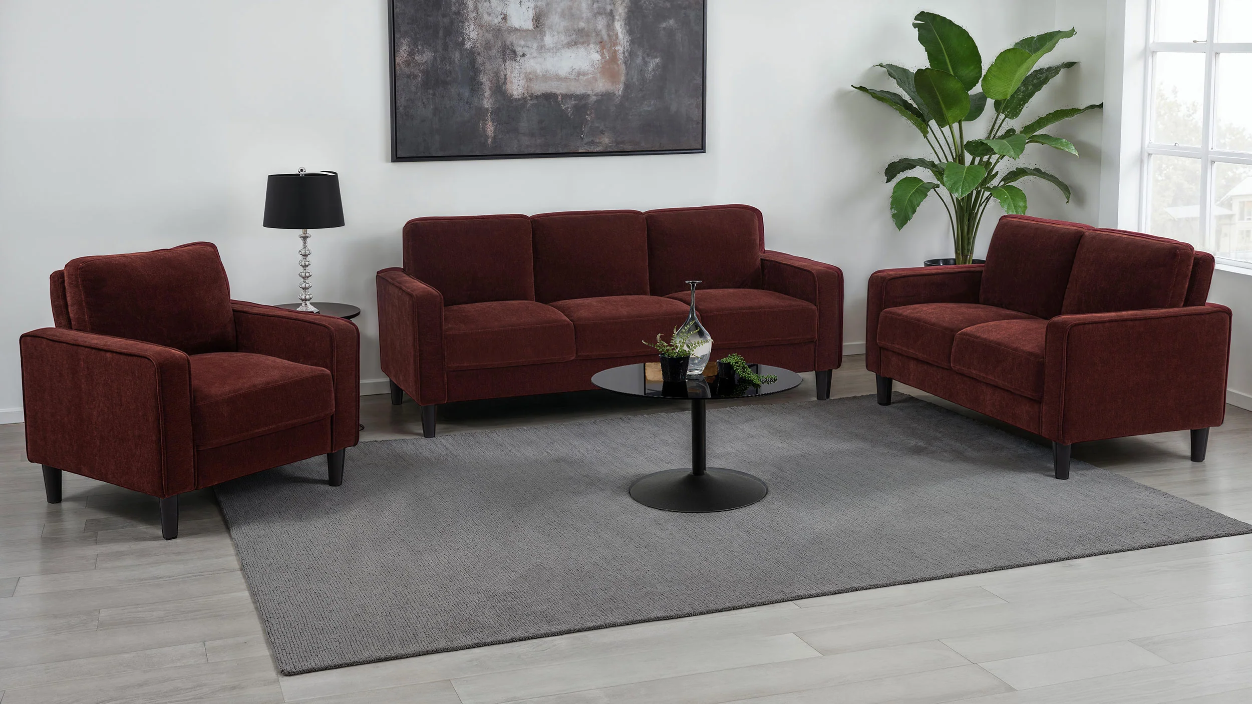 Ruth Fabric Upholstered Track Arm Accent Chair Rust Red - Image 8