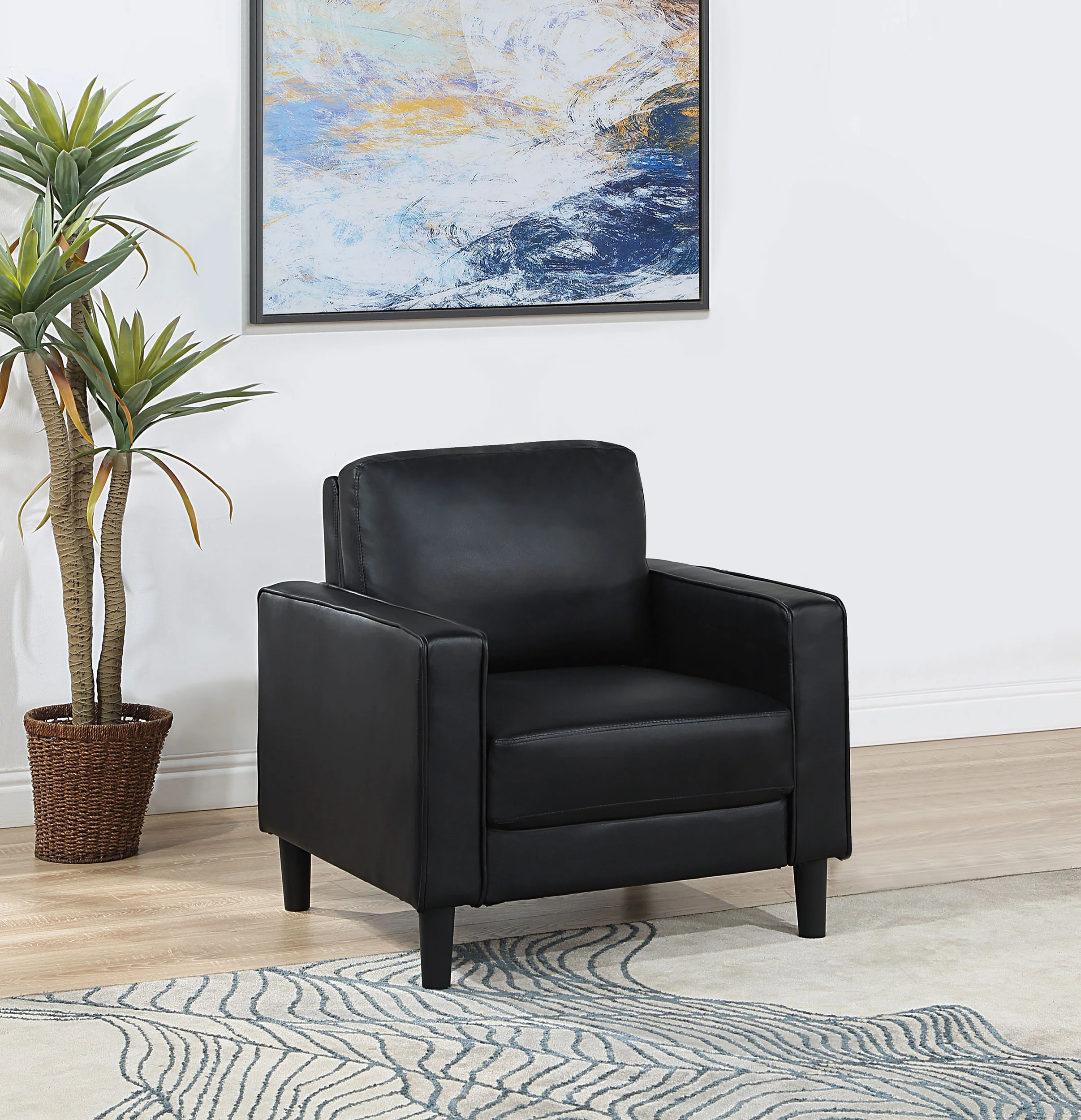 Ruth Upholstered Track Arm Accent Chair Black - Image 2