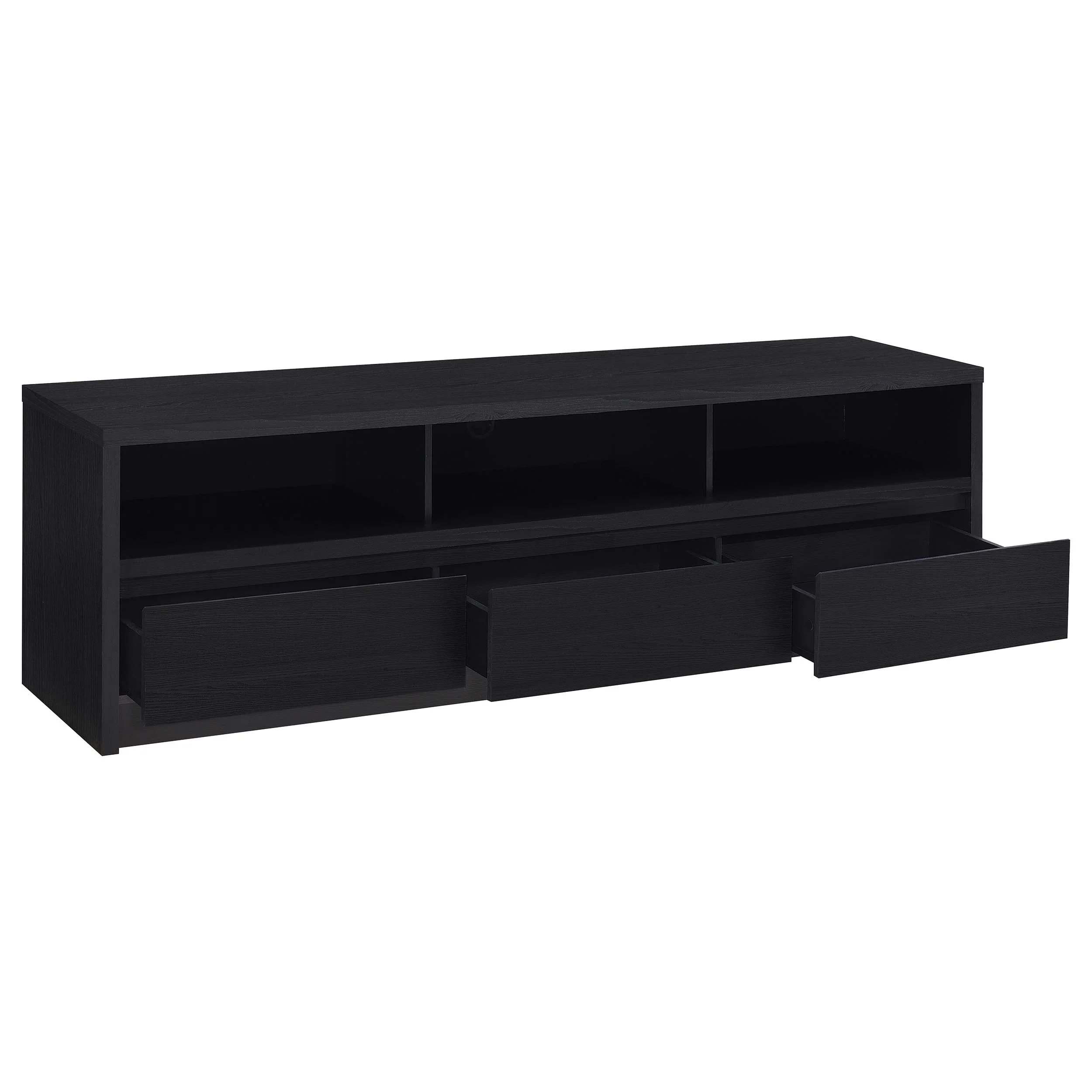 Rutland 78-Inch Black TV Stand with 3 Drawers - Image 3