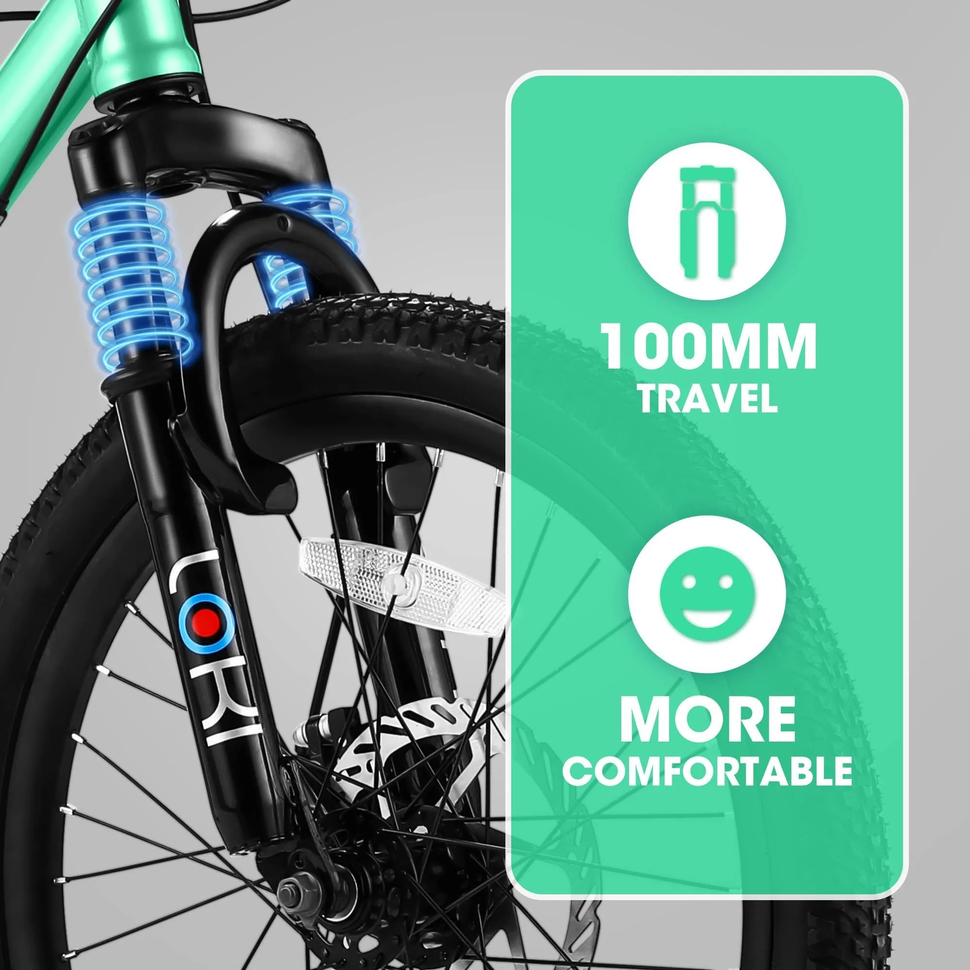 S20101 20" Kids' Bike, Boys Girls Mountain Bike Ages 8-12, 7 Speed Teenager Children Kids' Bicycles, Front Suspension Disc Brake Rear V-Brake, High Steel Frame - Image 13
