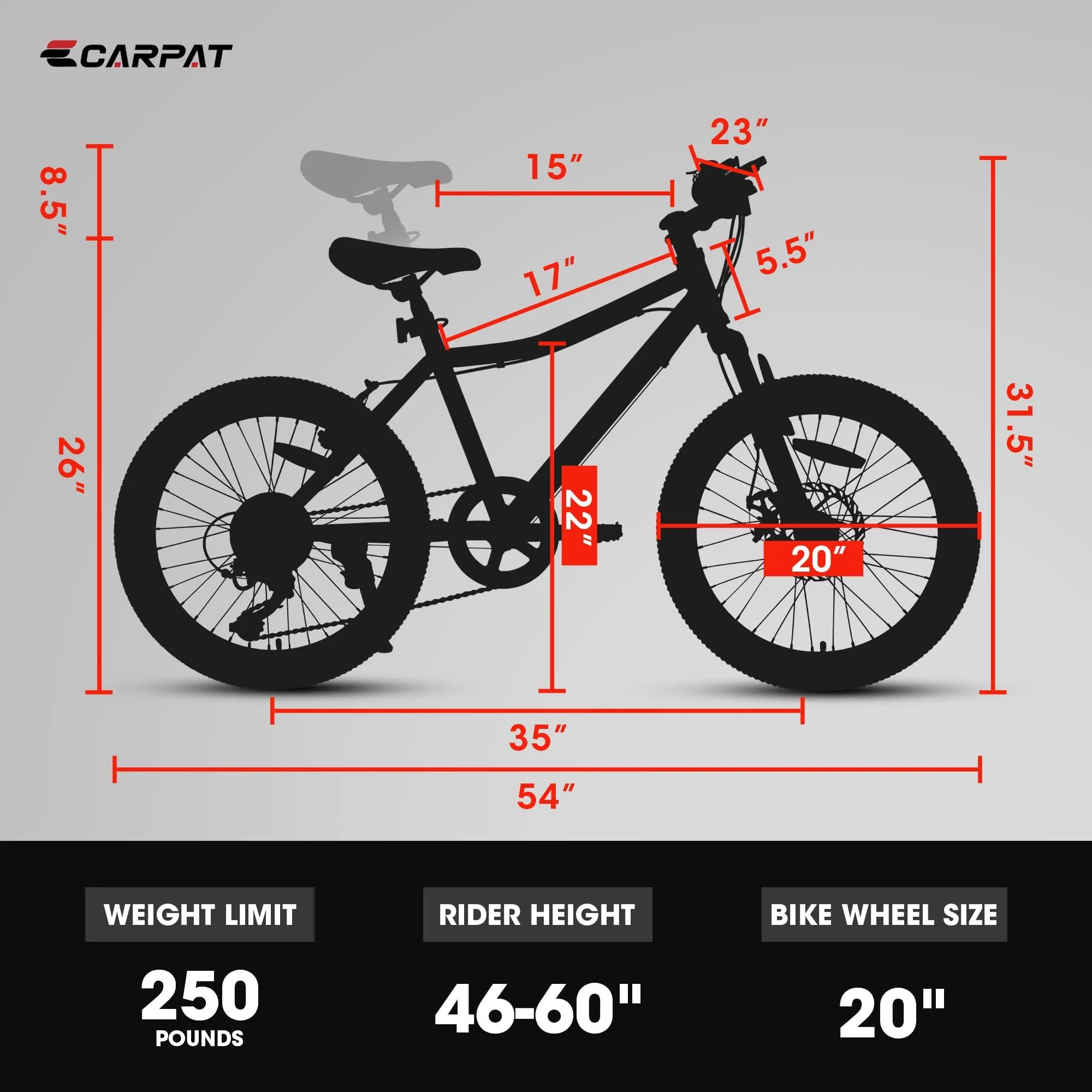 S20101 20" Kids' Bike, Boys Girls Mountain Bike Ages 8-12, 7 Speed Teenager Children Kids' Bicycles, Front Suspension Disc Brake Rear V-Brake, High Steel Frame - Image 19