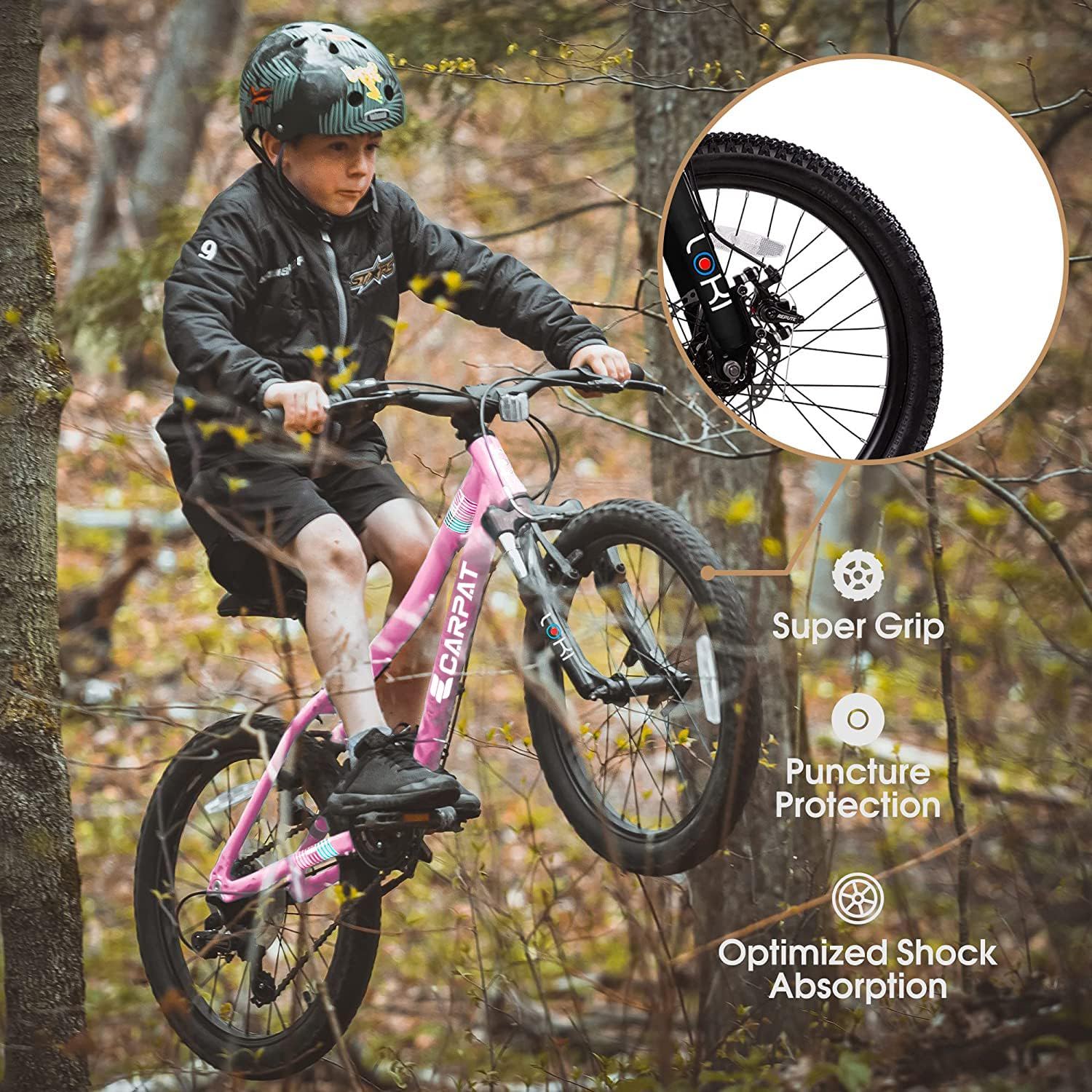 S20101 20" Kids' Bike, Boys Girls Mountain Bike Ages 8-12, 7 Speed Teenager Children Kids' Bicycles, Front Suspension Disc Brake Rear V-Brake, High Steel Frame - Image 23