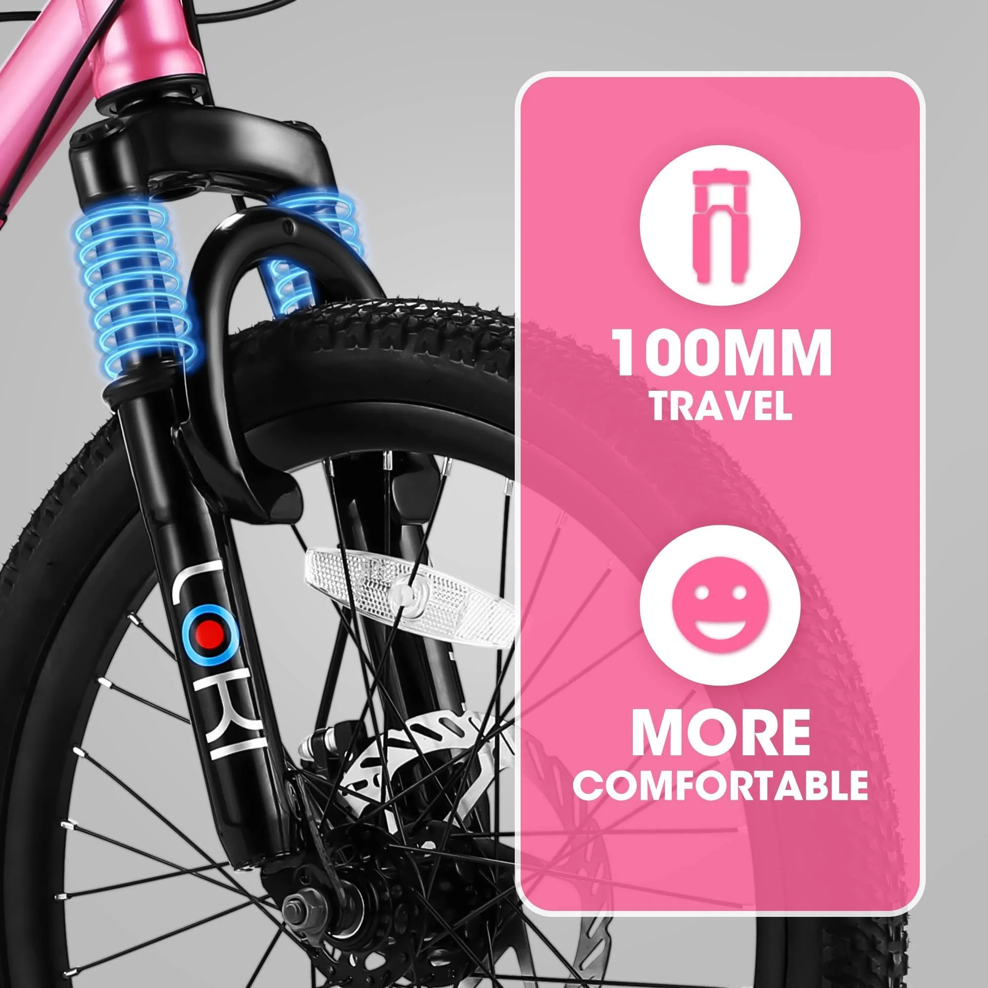 S20101 20" Kids' Bike, Boys Girls Mountain Bike Ages 8-12, 7 Speed Teenager Children Kids' Bicycles, Front Suspension Disc Brake Rear V-Brake, High Steel Frame - Image 37