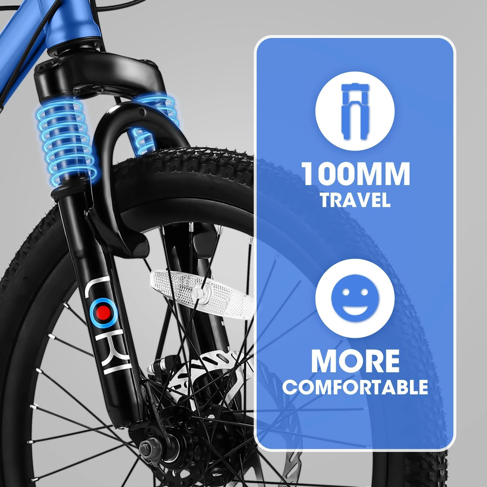 S20101 20" Kids' Bike, Boys Girls Mountain Bike Ages 8-12, 7 Speed Teenager Children Kids' Bicycles, Front Suspension Disc Brake Rear V-Brake, High Steel Frame - Image 8