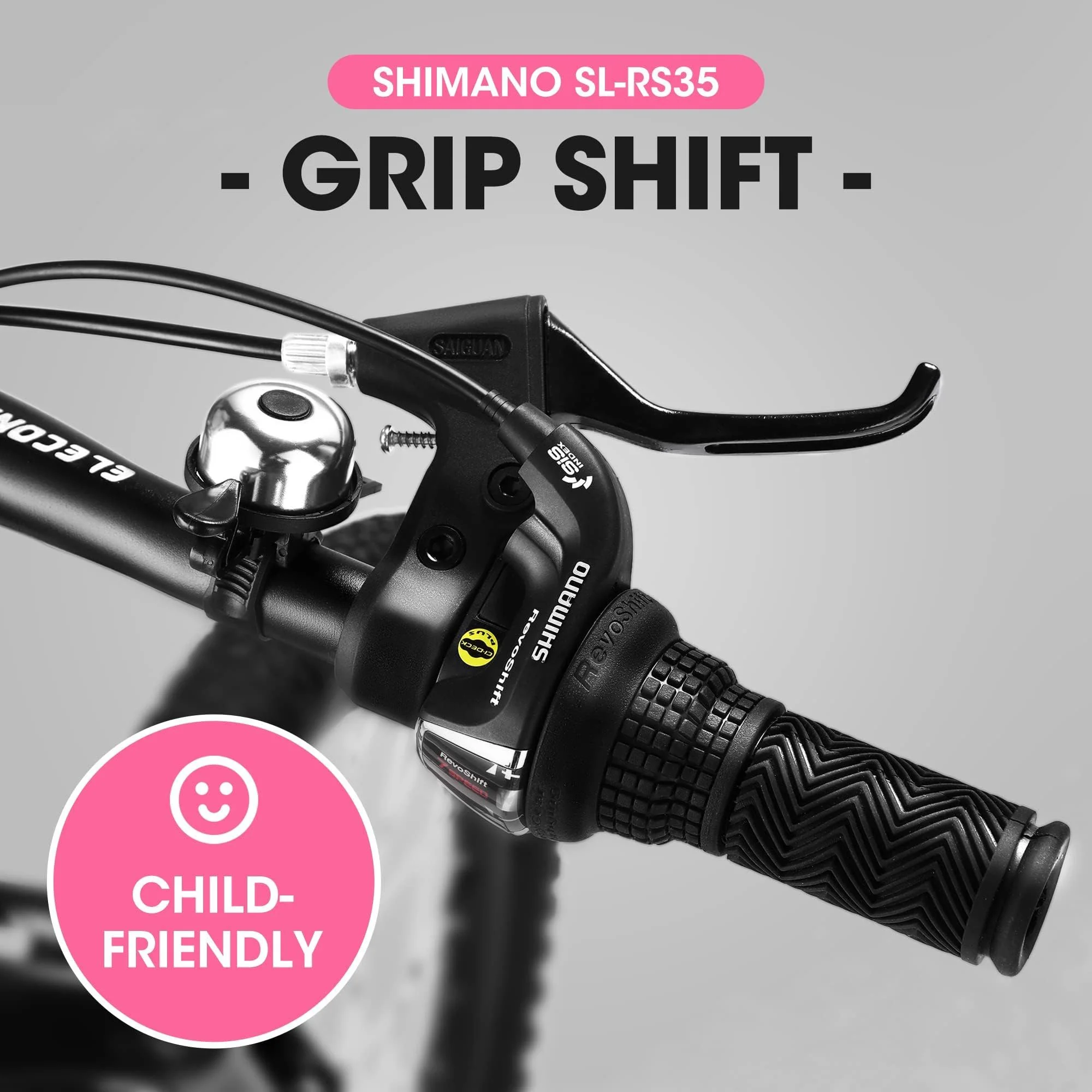 S20101 20" Kids' Bike, Boys Girls Mountain Bike Ages 8-12, 7 Speed Teenager Children Kids' Bicycles, Front Suspension Disc Brake Rear V-Brake, High Steel Frame - Image 9