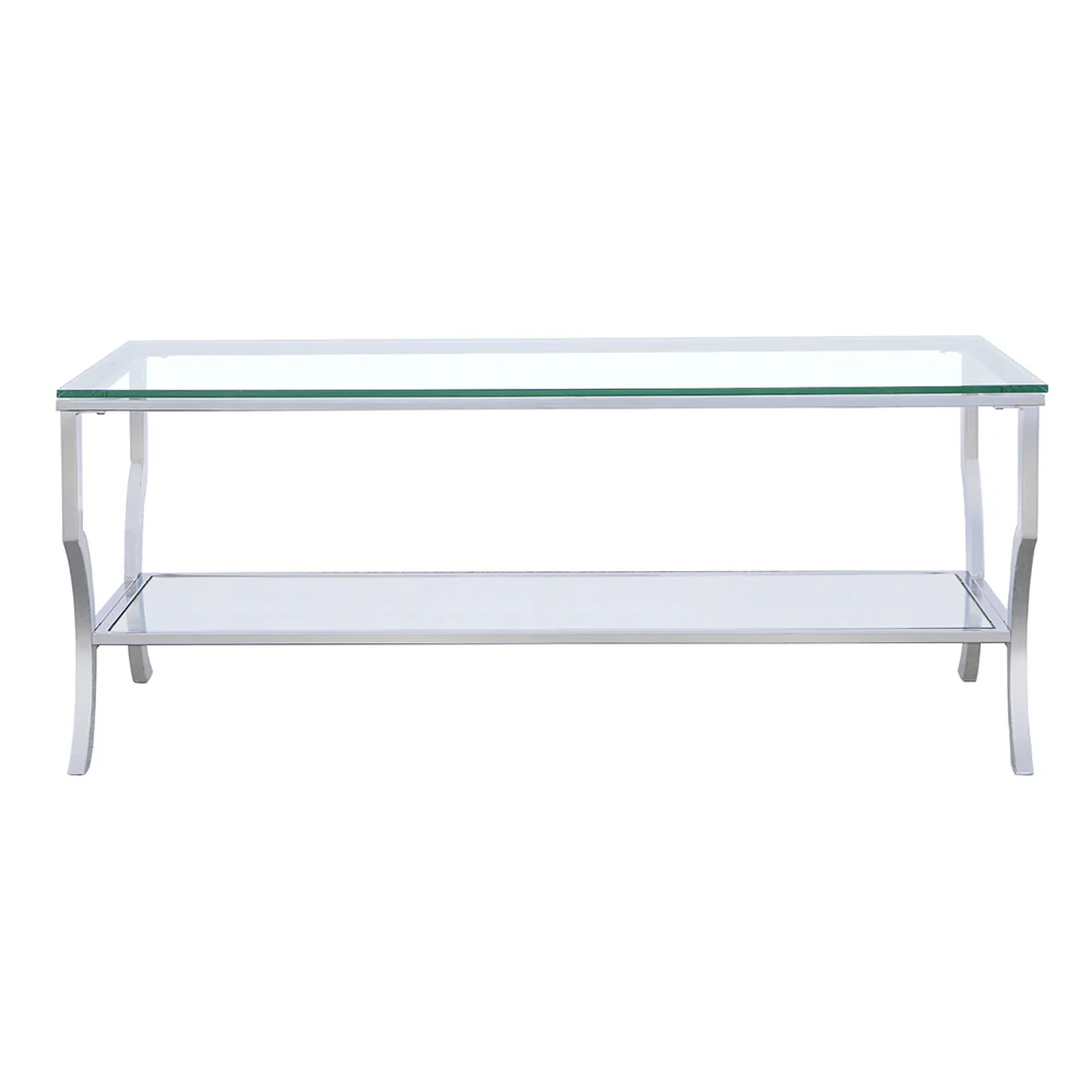 Saide Rectangular Glass Top Coffee Table, Chrome - Image 5