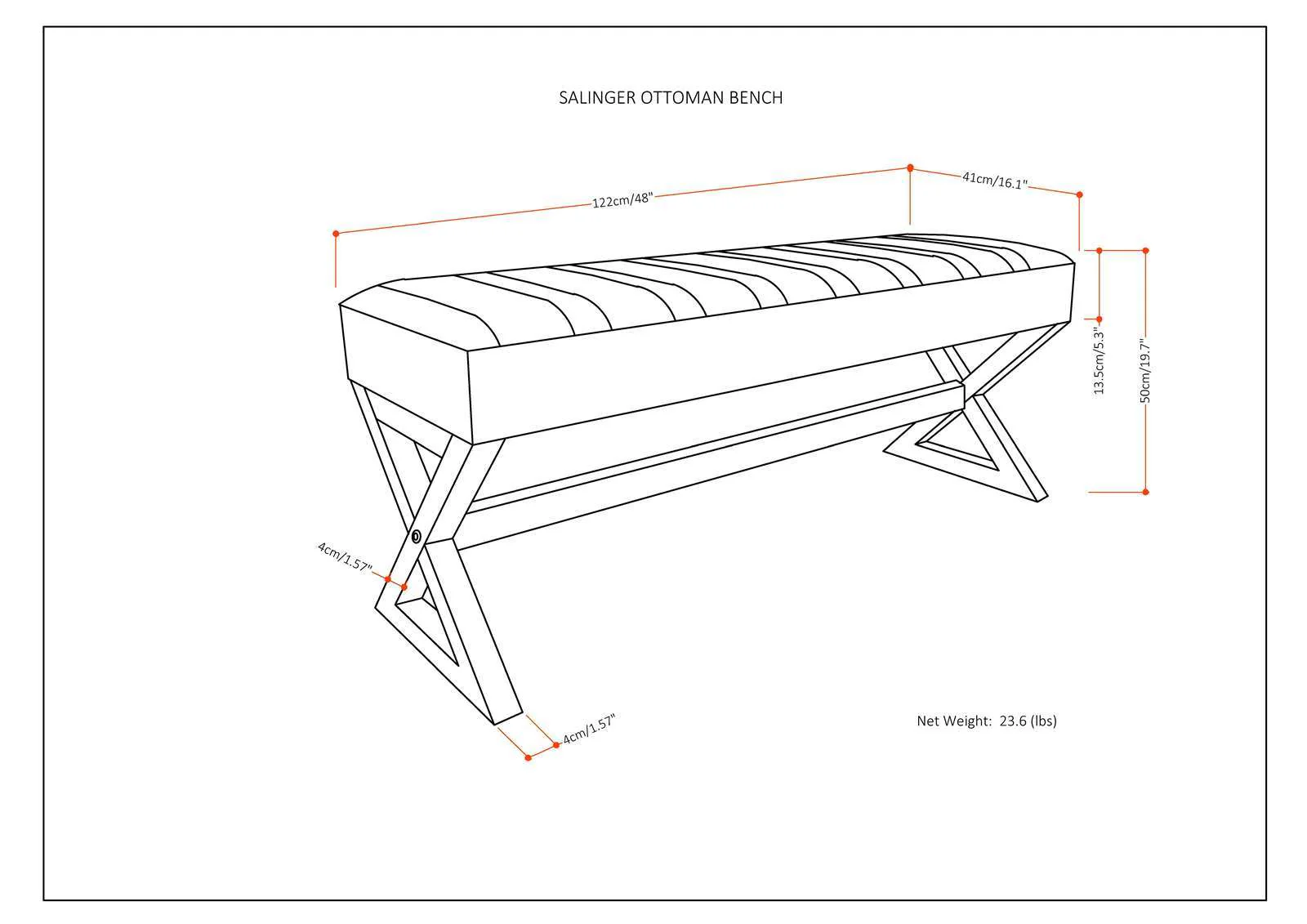 Salinger - Large Upholstered Ottoman Bench - Image 7