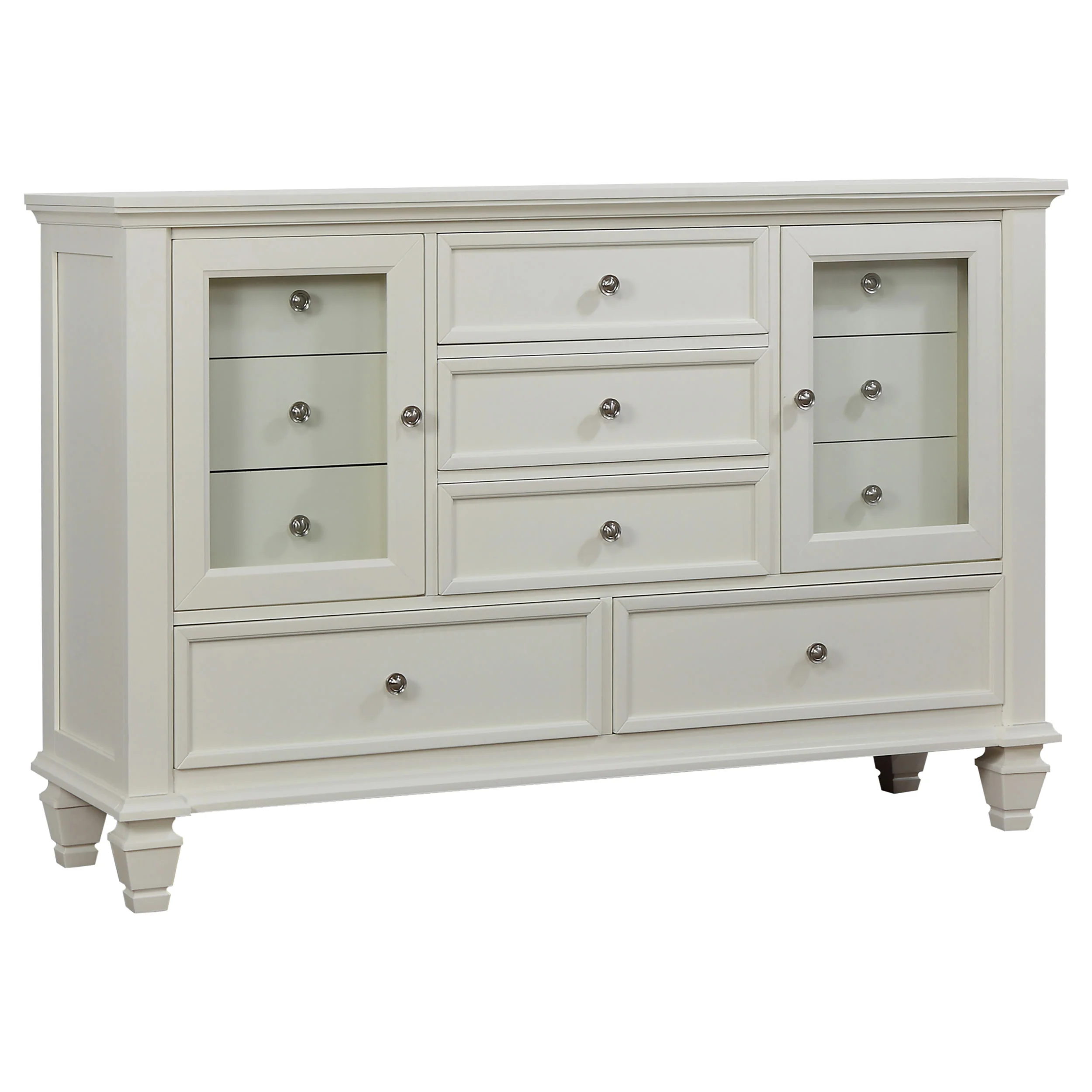Sandy Beach 11-Drawer Dresser in Cream White