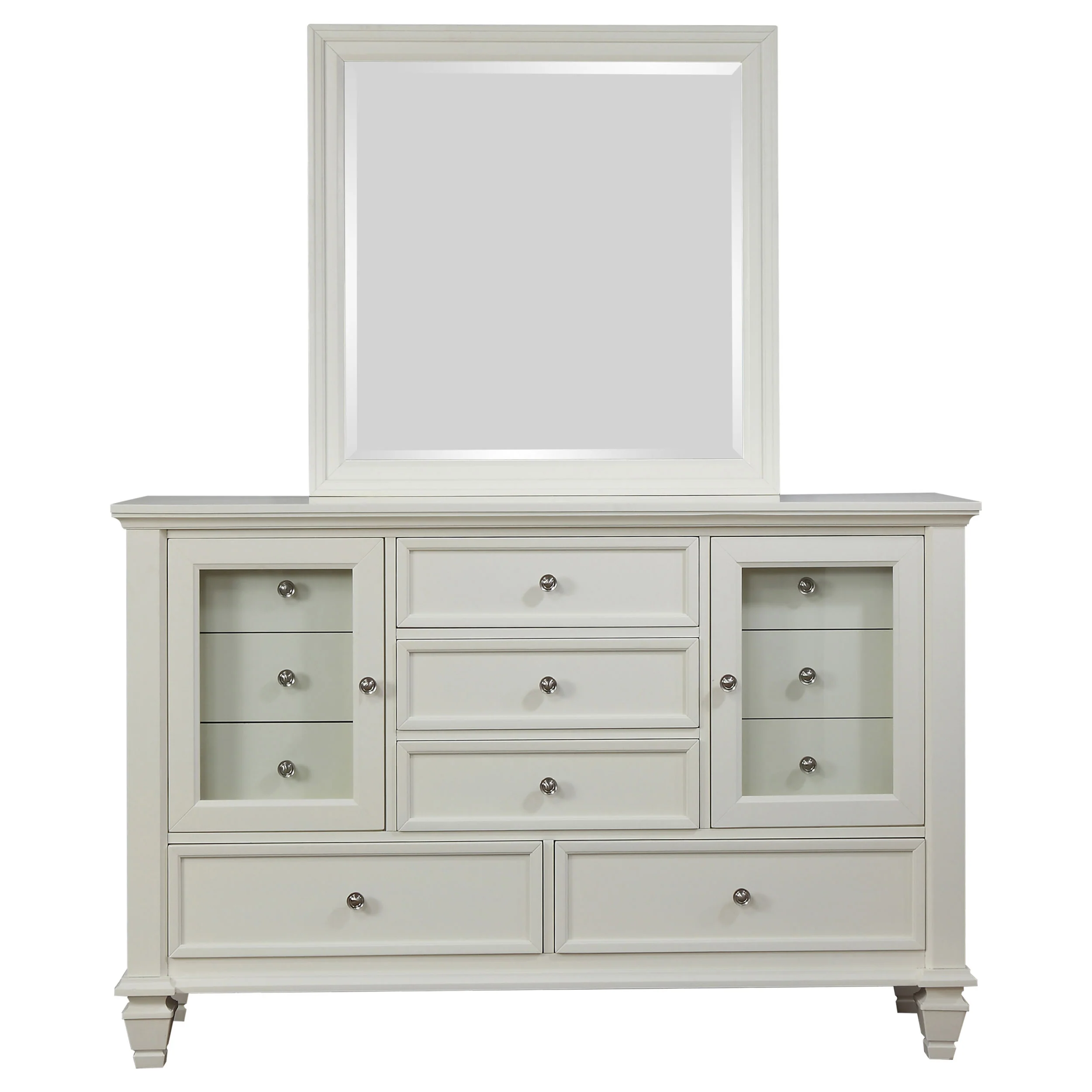 Sandy Beach 11-Drawer Dresser with Mirror, Cream White - Image 3