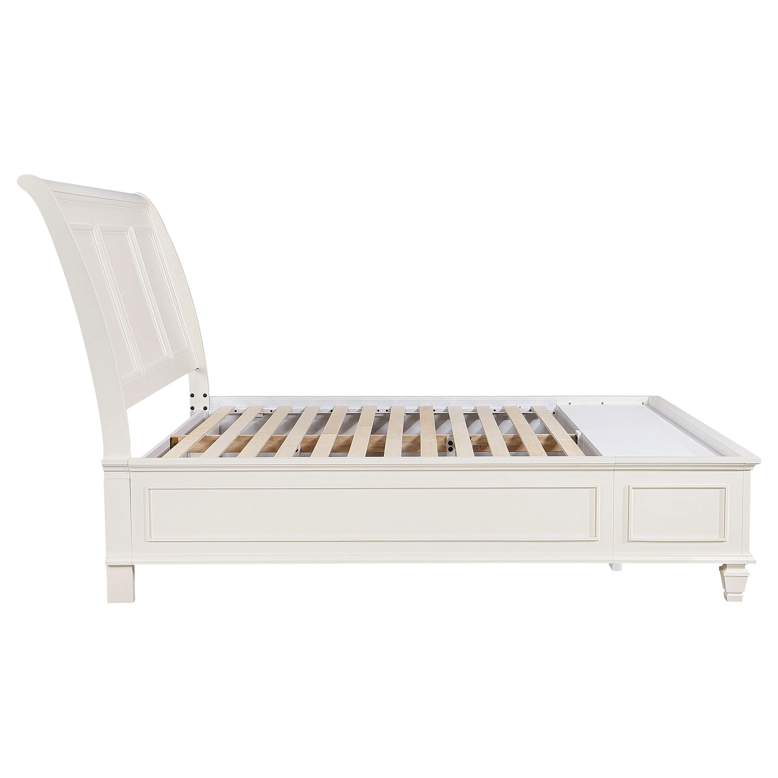 Sandy Beach Wood Eastern King Storage Panel Bed Cream White - Image 8