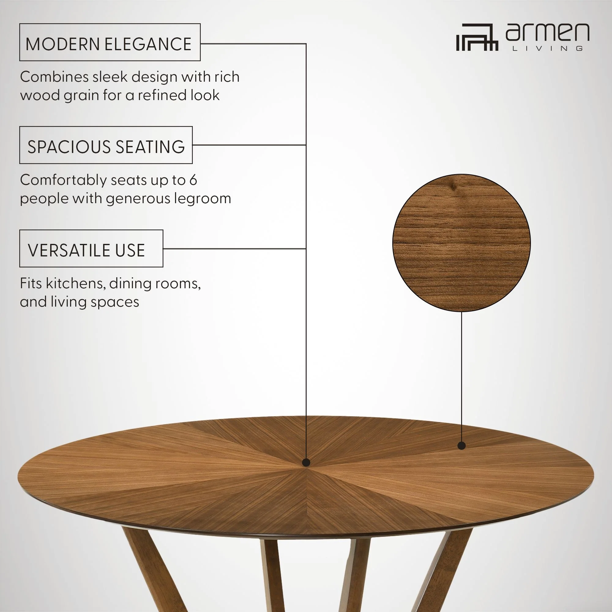 Santana - Round Wood Dining Table - Image 5