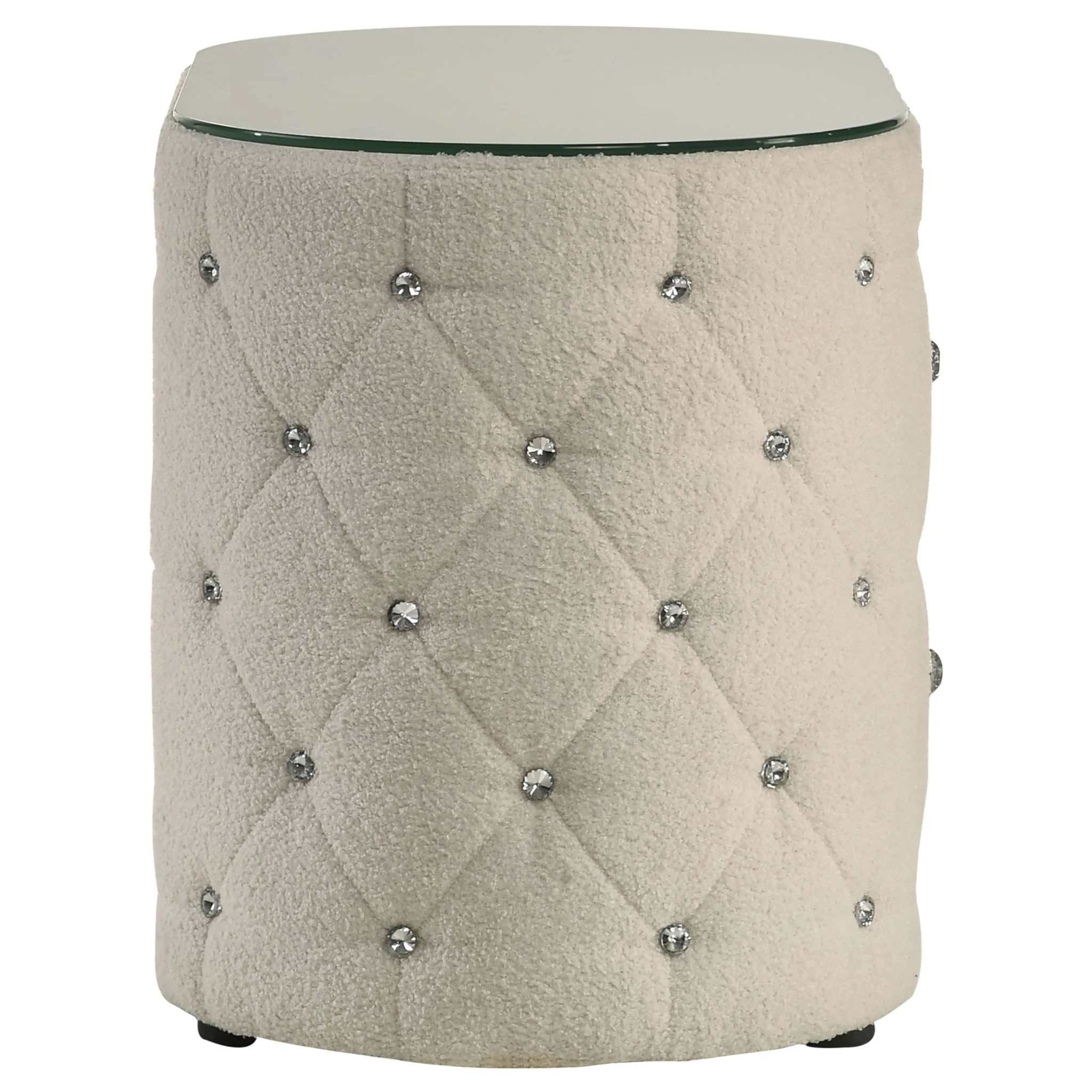 Santiago - Oval 2 Drawer Upholstered Nightstand - Ivory - Image 4